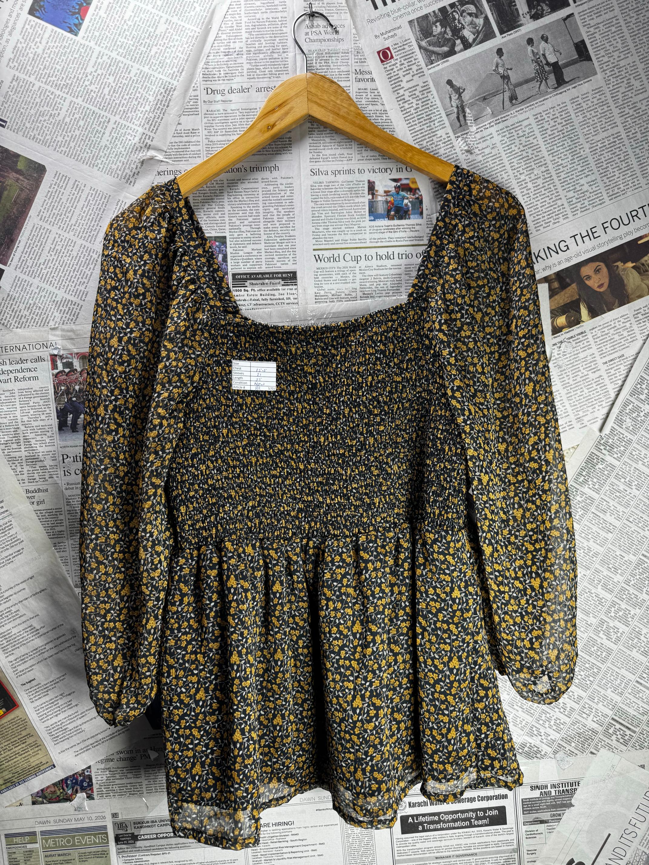 PEP&CO® XS | Bust: 15.5" | Disty Floral | Blouse Shirt | B2 - 5702 - Genuine Maal