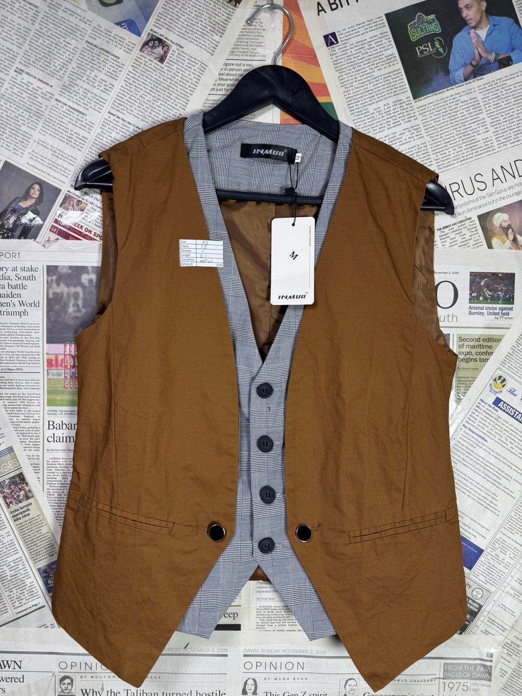 Inmur® XS | Chest: 18" | Brown with Grey Lapels | Waistcoat | 2030 - Genuine Maal