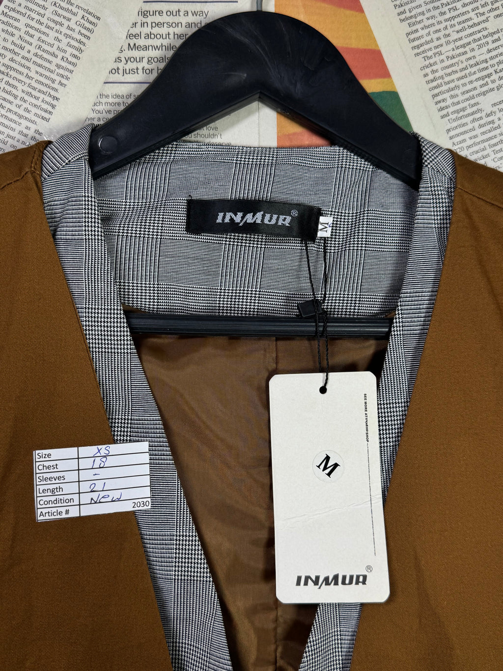 Inmur® XS | Chest: 18" | Brown with Grey Lapels | Waistcoat | 2030 - Genuine Maal