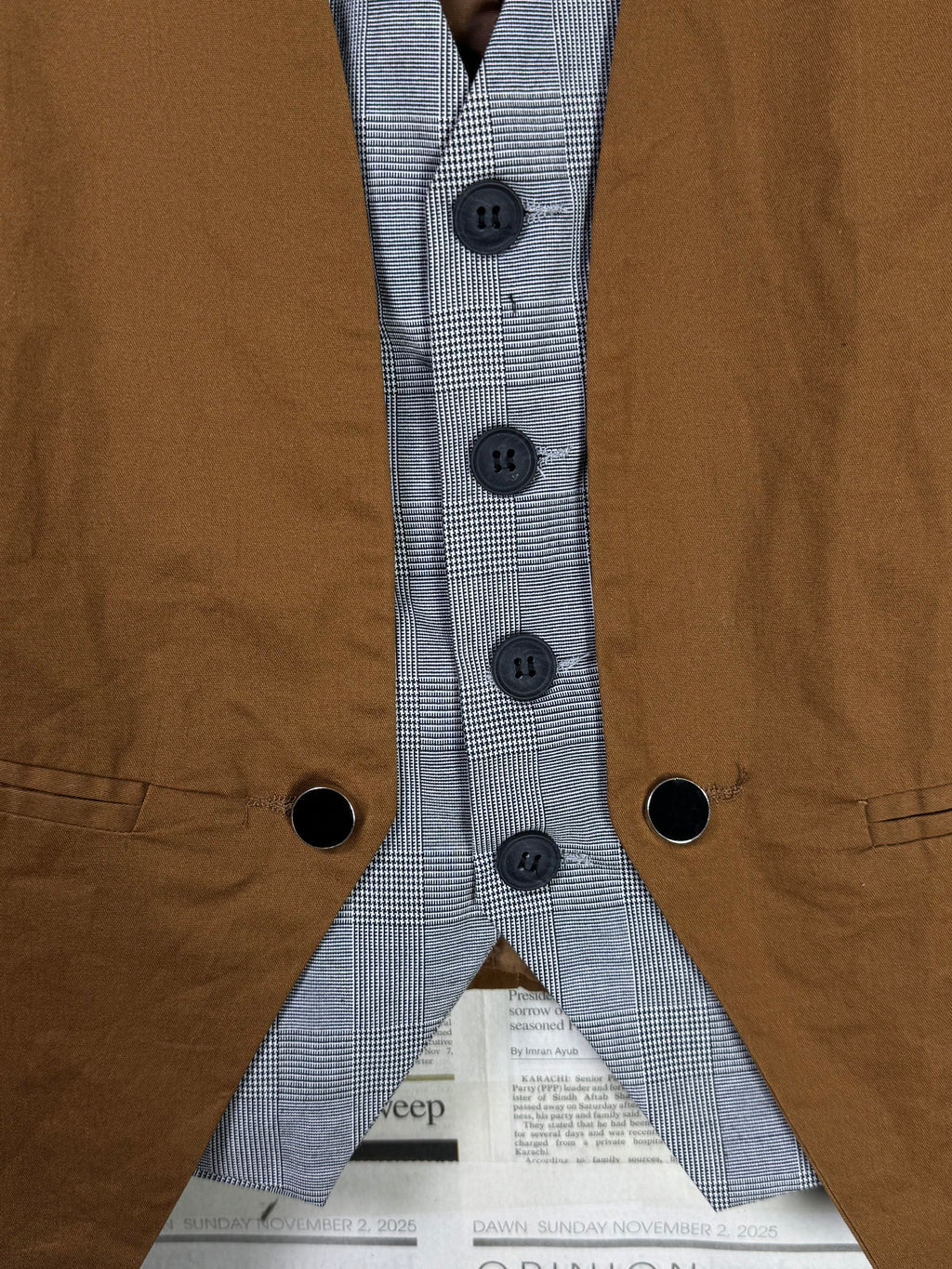 Inmur® XS | Chest: 18" | Brown with Grey Lapels | Waistcoat | 2030 - Genuine Maal