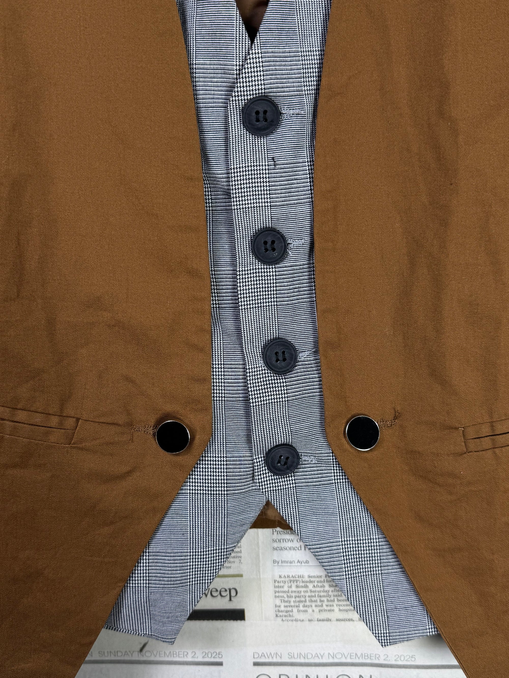 Inmur® XS | Chest: 18" | Brown with Grey Lapels | Waistcoat | 2030 - Genuine Maal