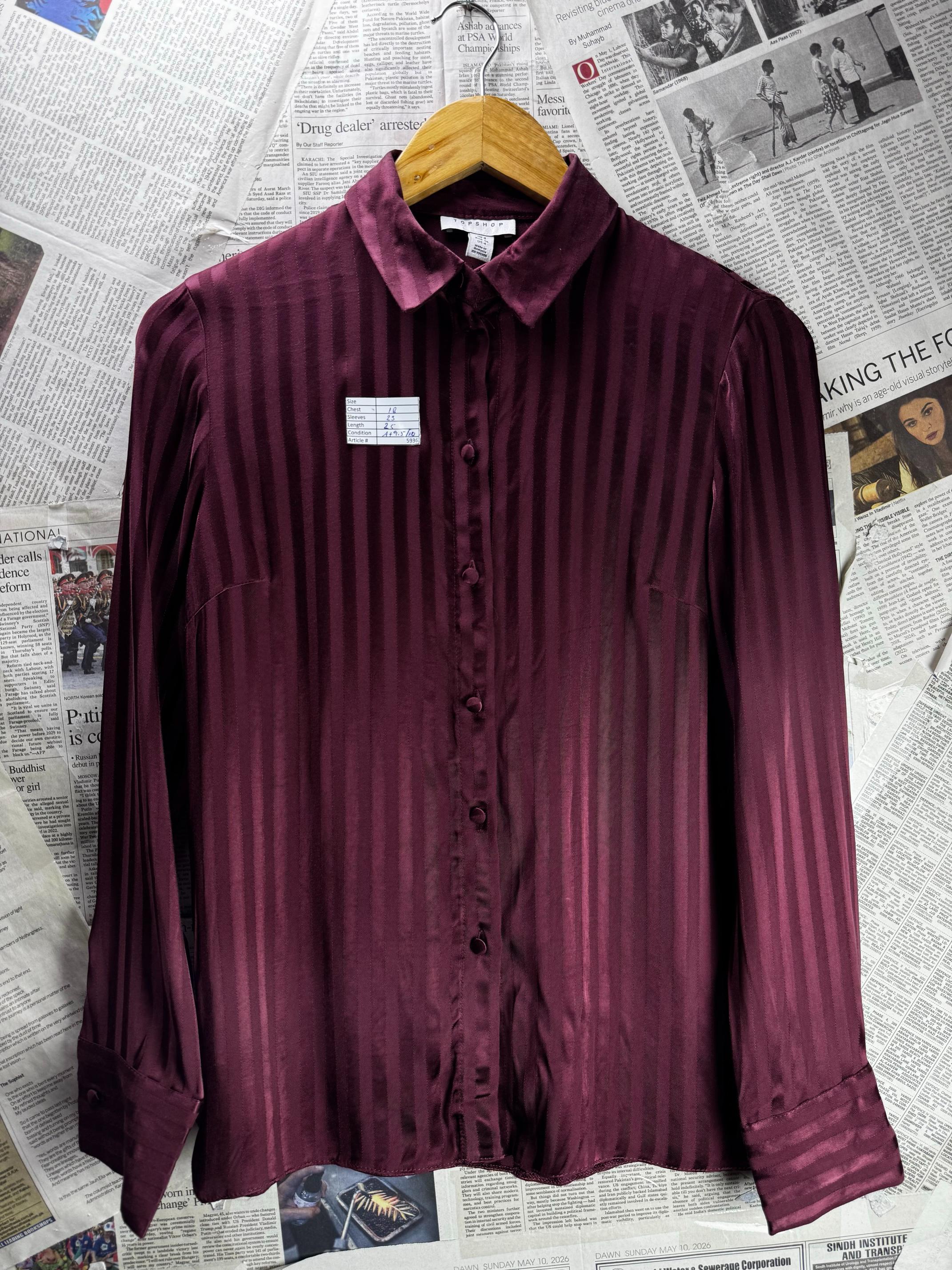 Topshop® Small | Bust: 18" | Purple | Shirt | B2 - 5936 - Genuine Maal