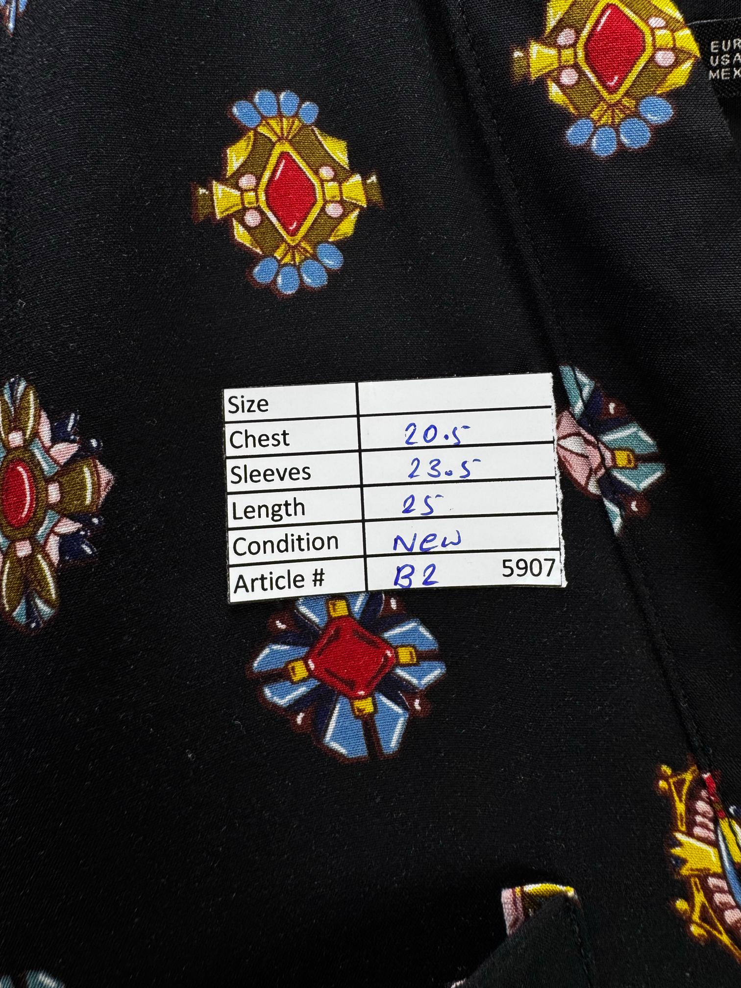 Zara® Large | Bust: 20.5" | Geometric Floral | Blouse Shirt | B2 - 5907 - Genuine Maal