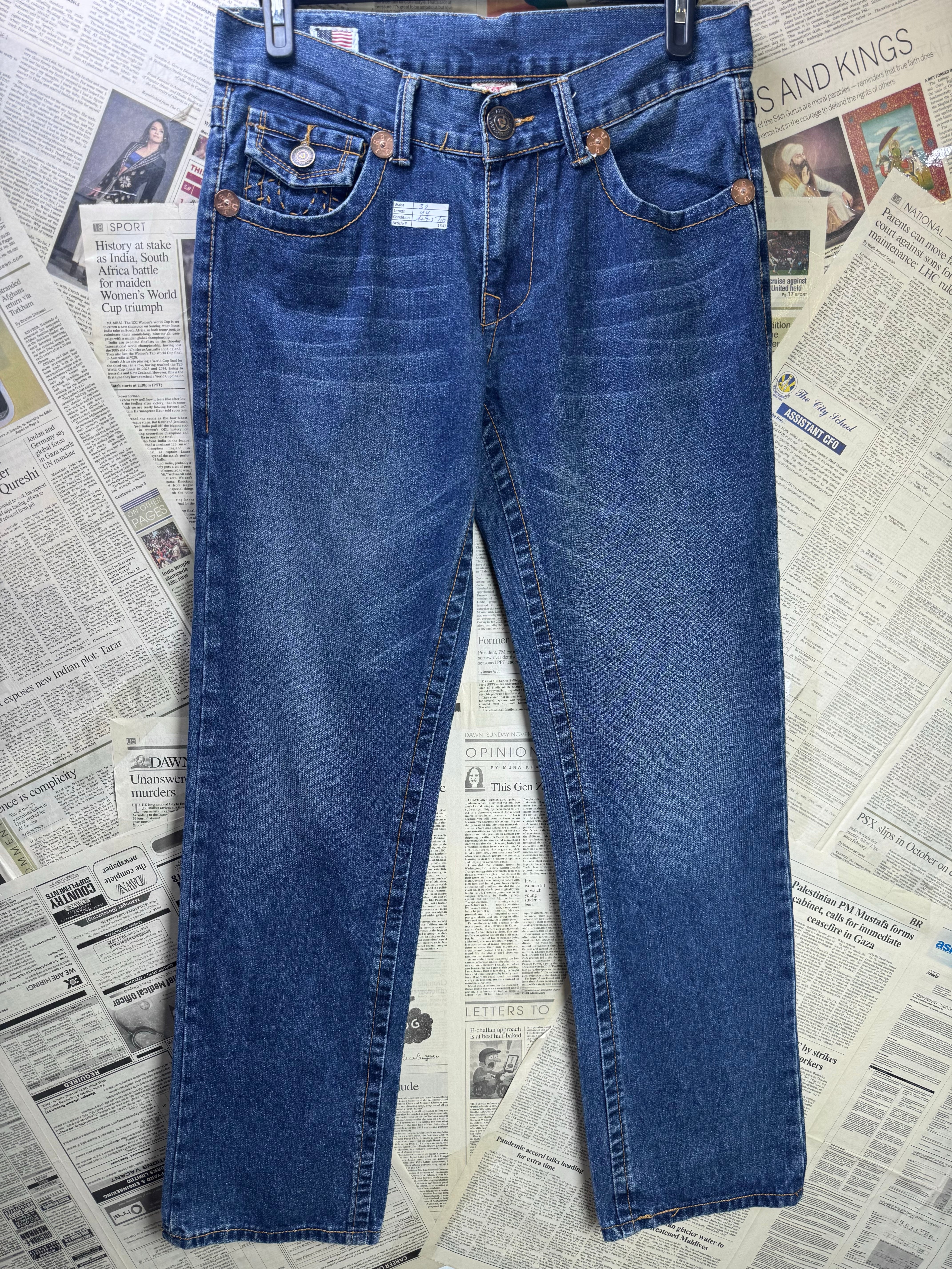 True Religion® Waist: 32" | Blue | Regular Fit Denim Pants | Cotton | 1647 | Made in USA - Genuine Maal