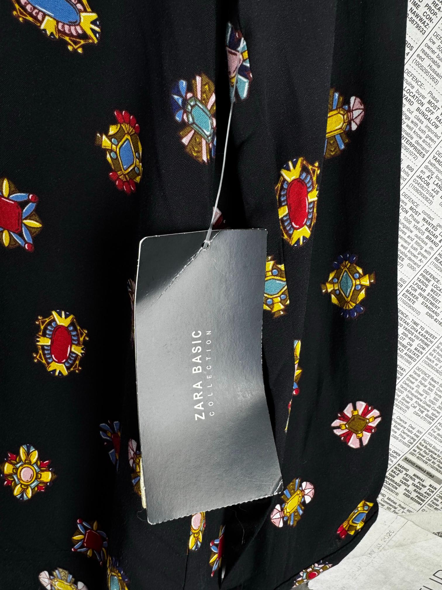 Zara® Large | Bust: 20.5" | Geometric Floral | Blouse Shirt | B2 - 5907 - Genuine Maal