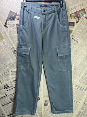 Bershka® Waist: 30" | Steel Grey | Cargo Pants | Cotton | 1644 - Genuine Maal