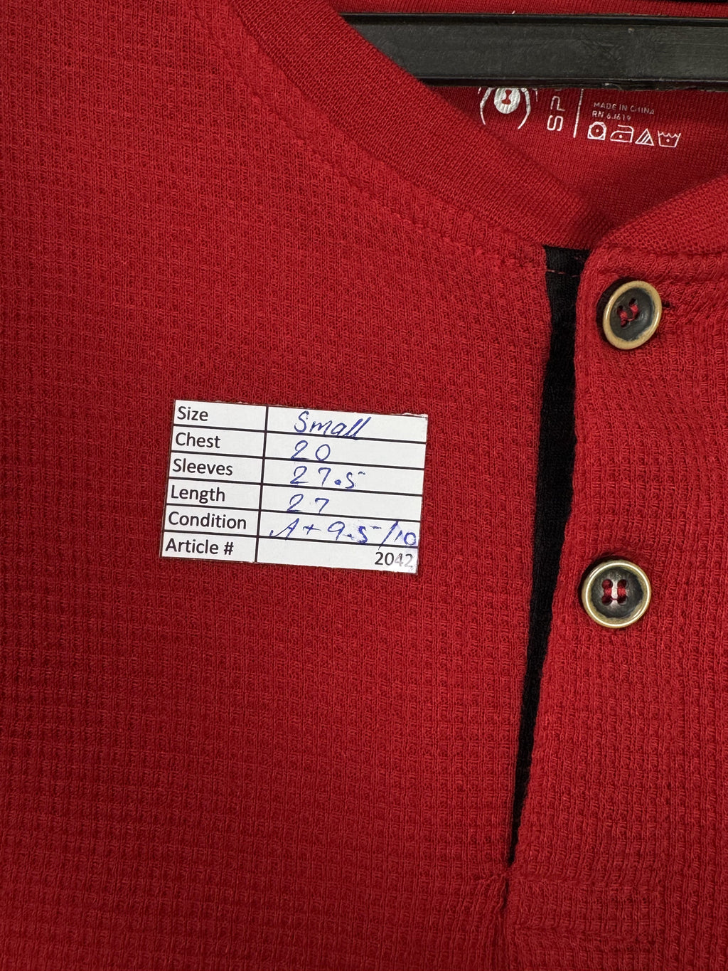 Spider® Small | Chest: 20" | Red | Henley | 2042 - Genuine Maal