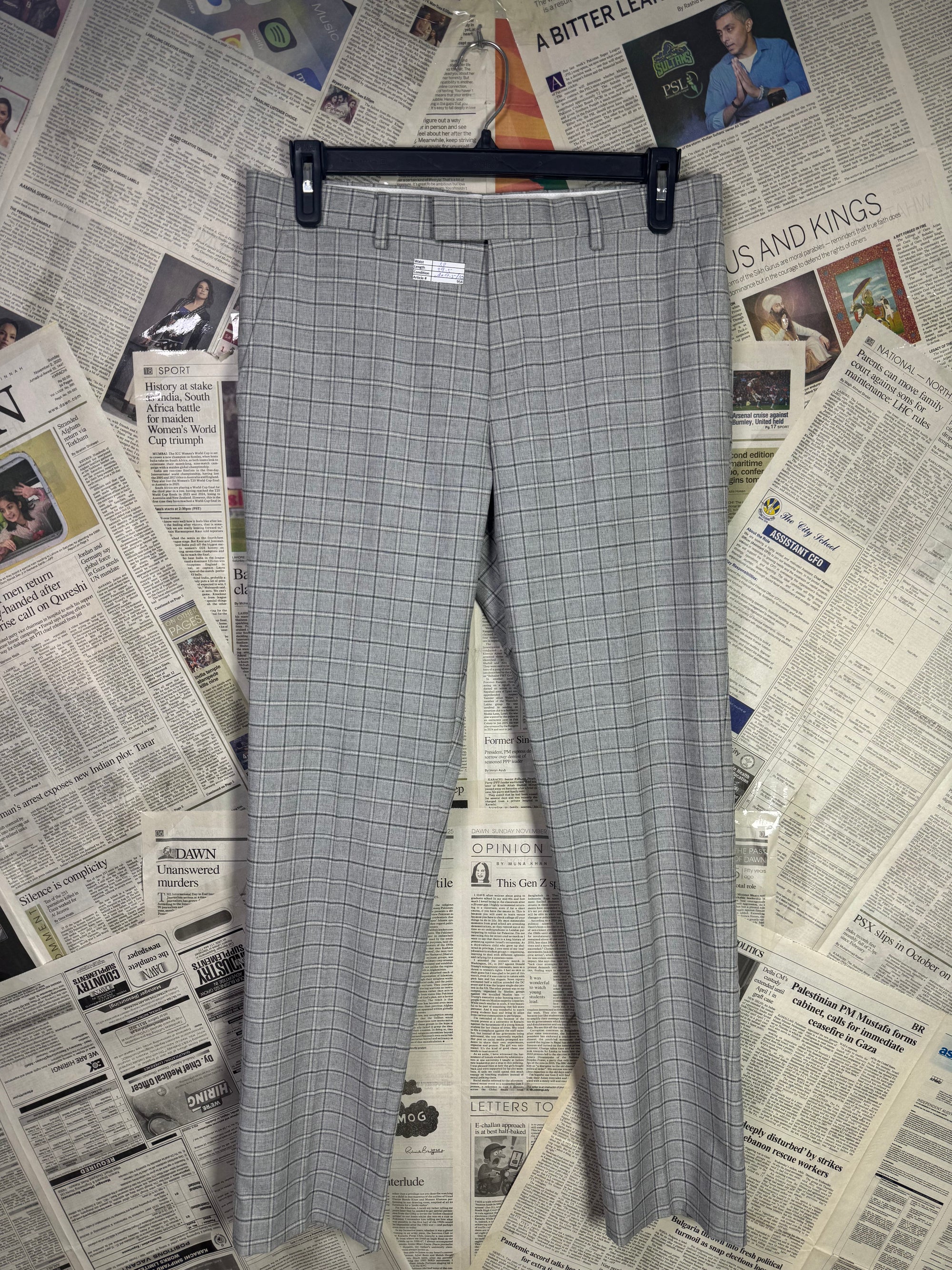 River Island® Waist: 32" | Grey Check | Poly - viscose | Pant | 956 - Genuine Maal