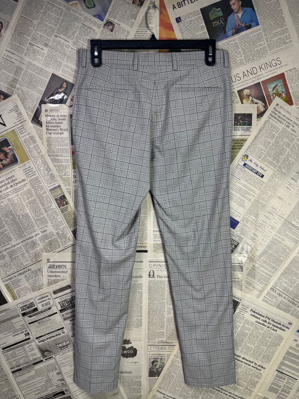 River Island® Waist: 32" | Grey Check | Poly - viscose | Pant | 956 - Genuine Maal