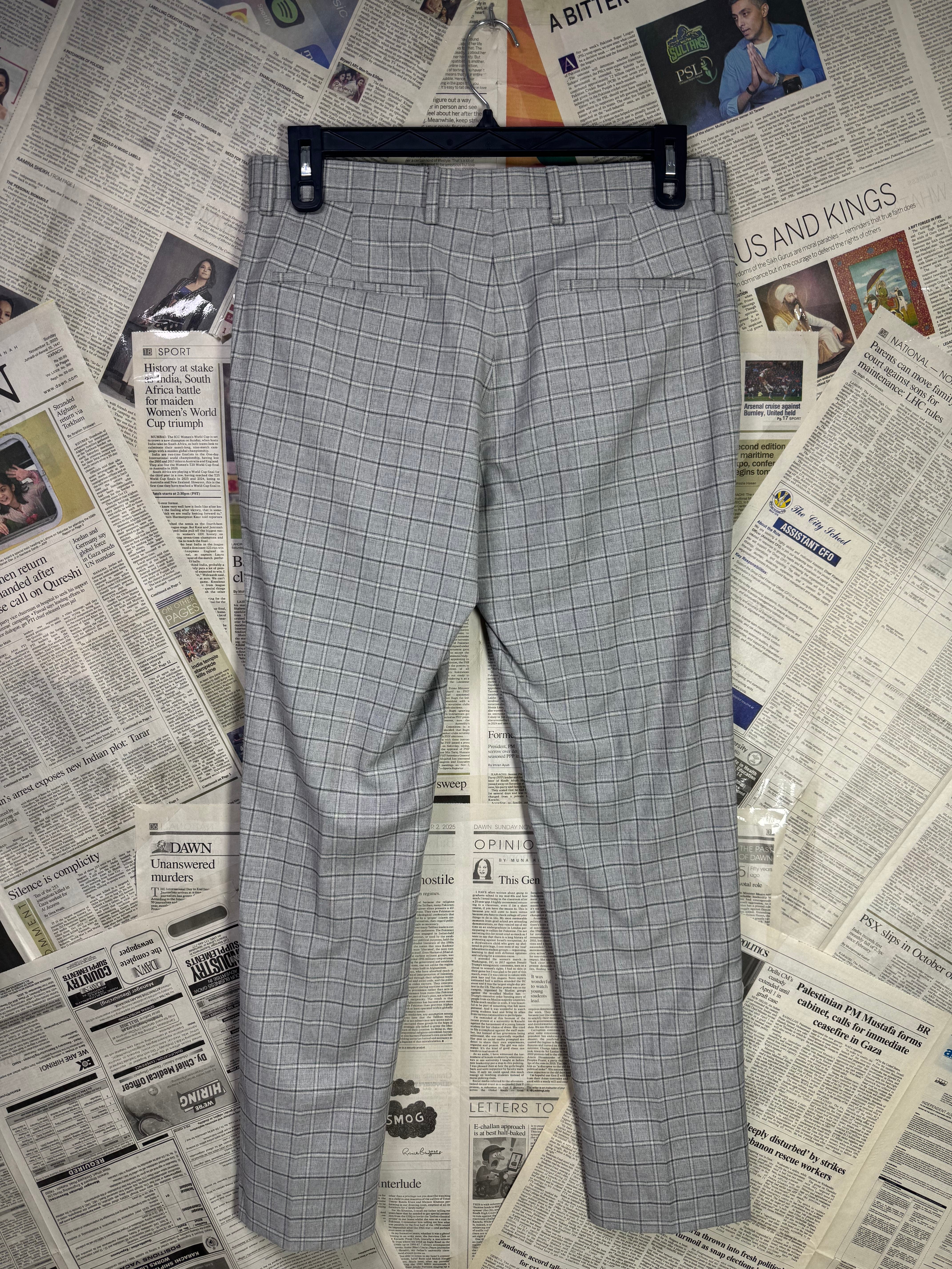 River Island® Waist: 32" | Grey Check | Poly - viscose | Pant | 956 - Genuine Maal