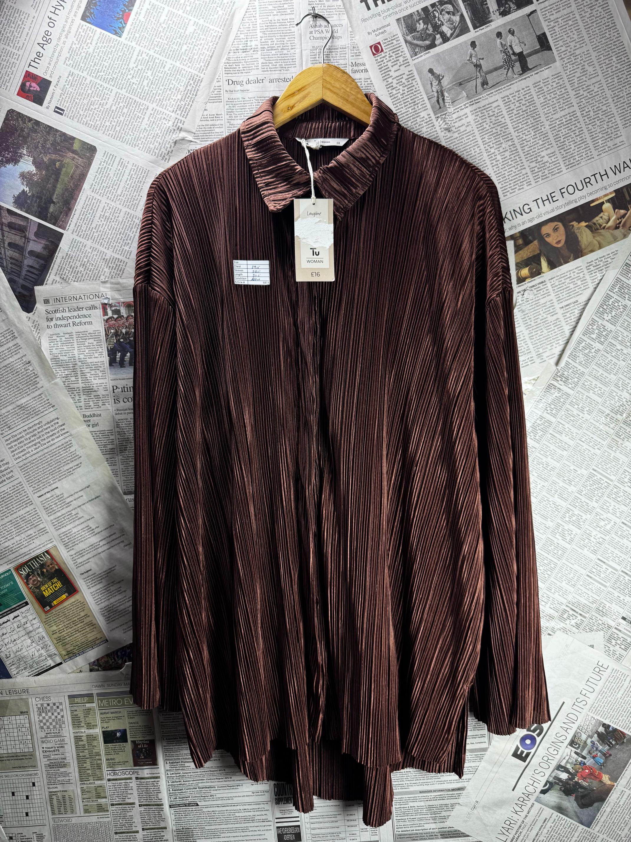 Tu® XXL | Bust: 29.5" | Brown | Shirt | B2 - 5923 - Genuine Maal