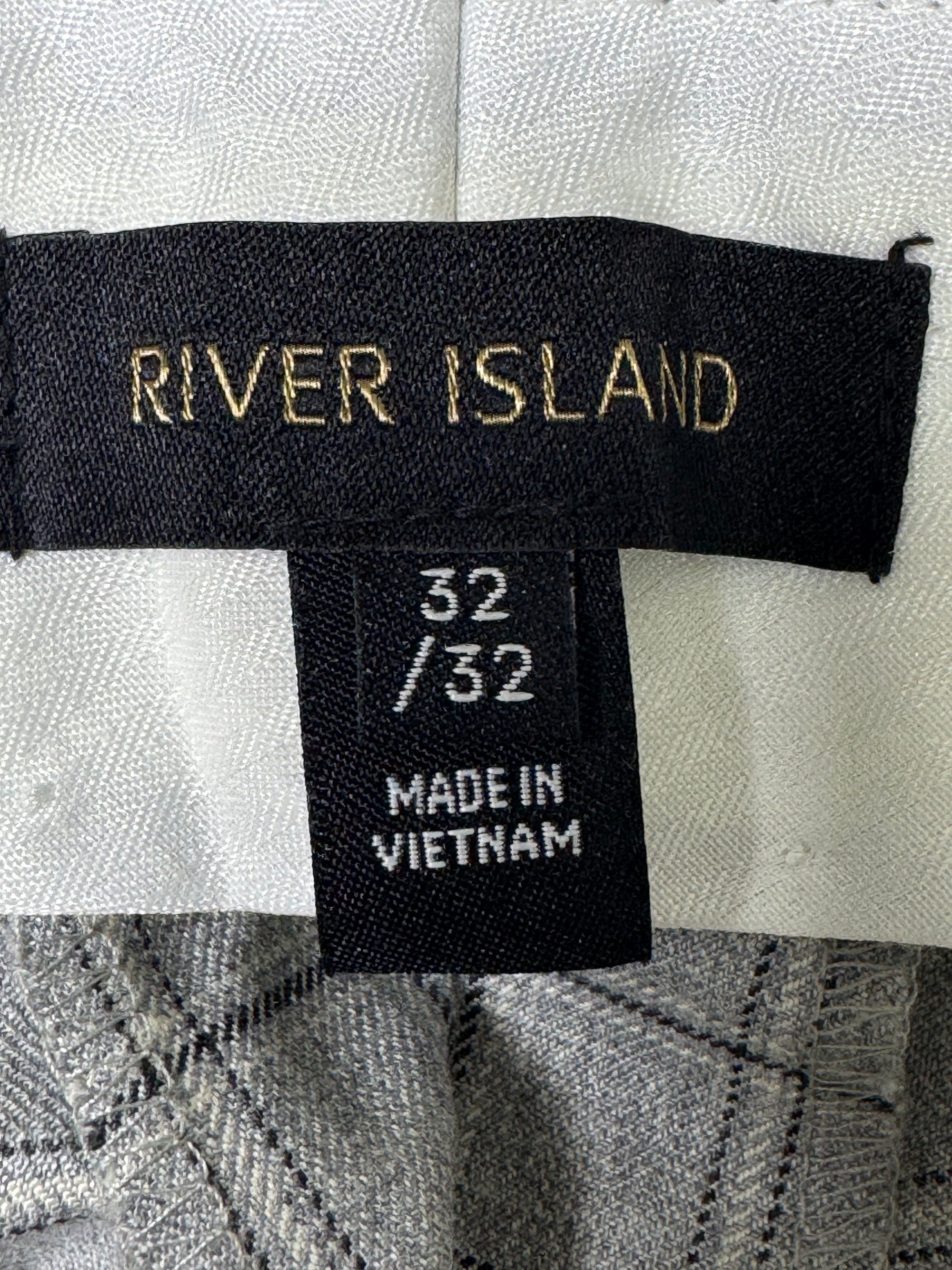River Island® Waist: 32" | Grey Check | Poly - viscose | Pant | 956 - Genuine Maal