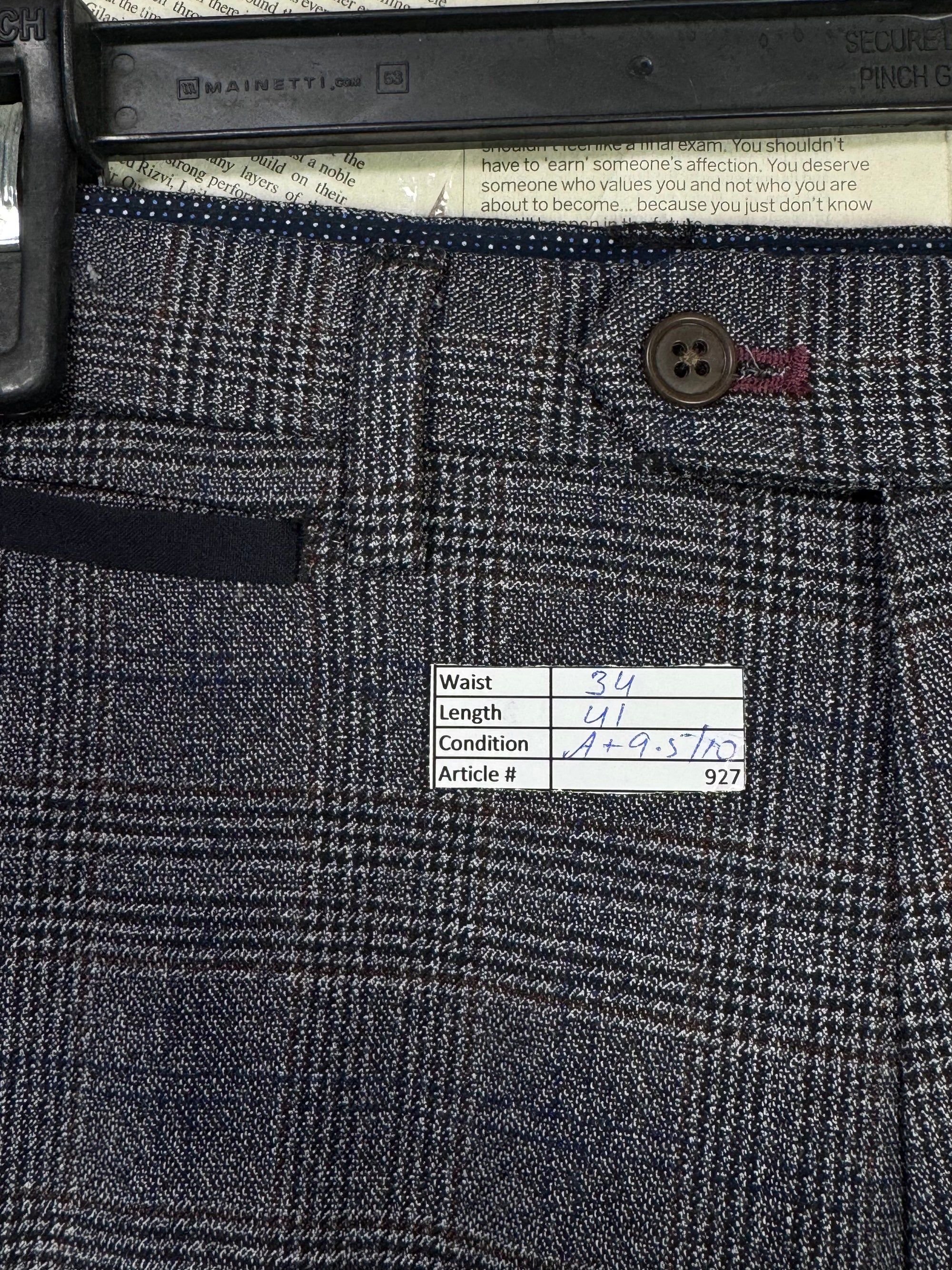 Next® Waist: 34" | Glen Check | Poly - viscose | Fit: Slim Tapered | Pant | 927 - Genuine Maal