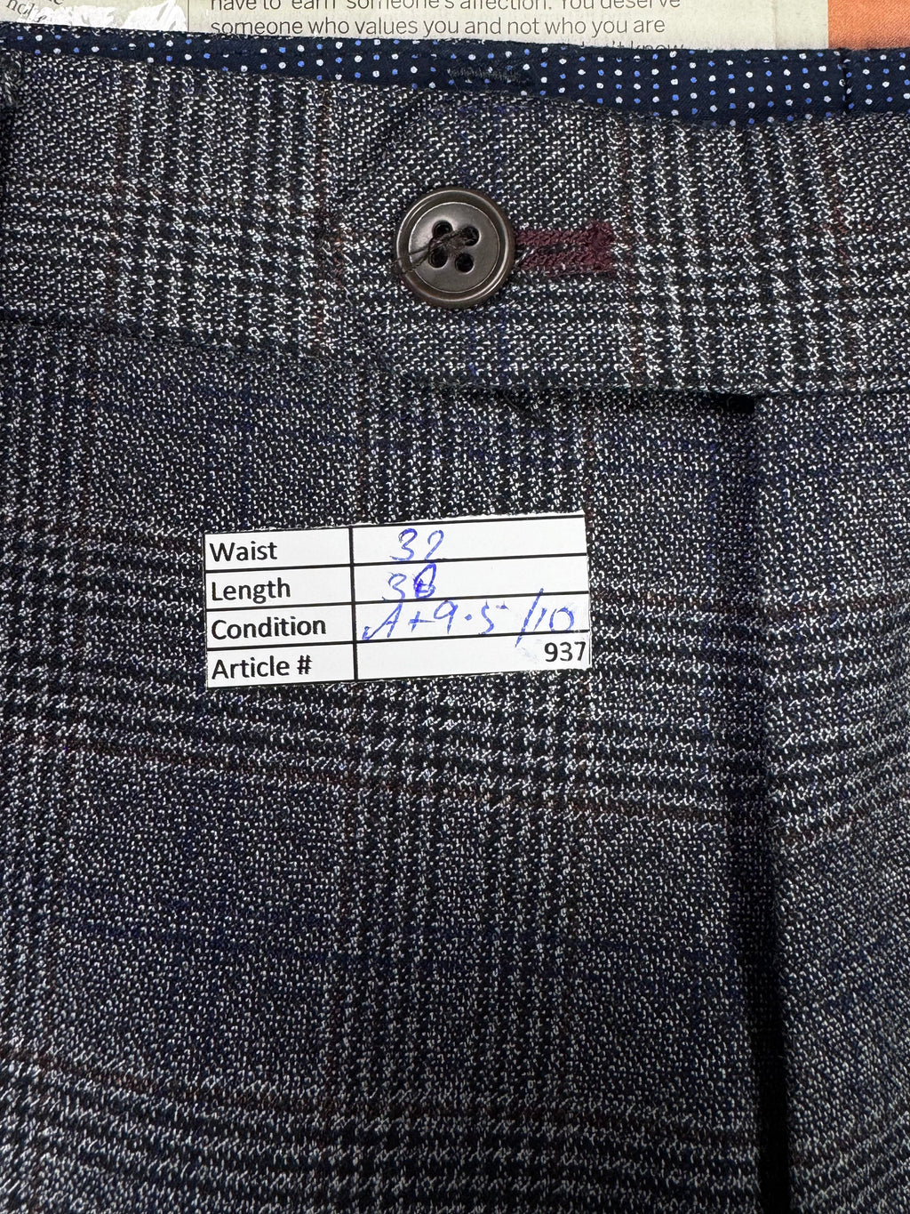 Next® Waist: 32" | Glen Check | Poly - viscose | Fit: Slim Tapered | Pant | 937 - Genuine Maal