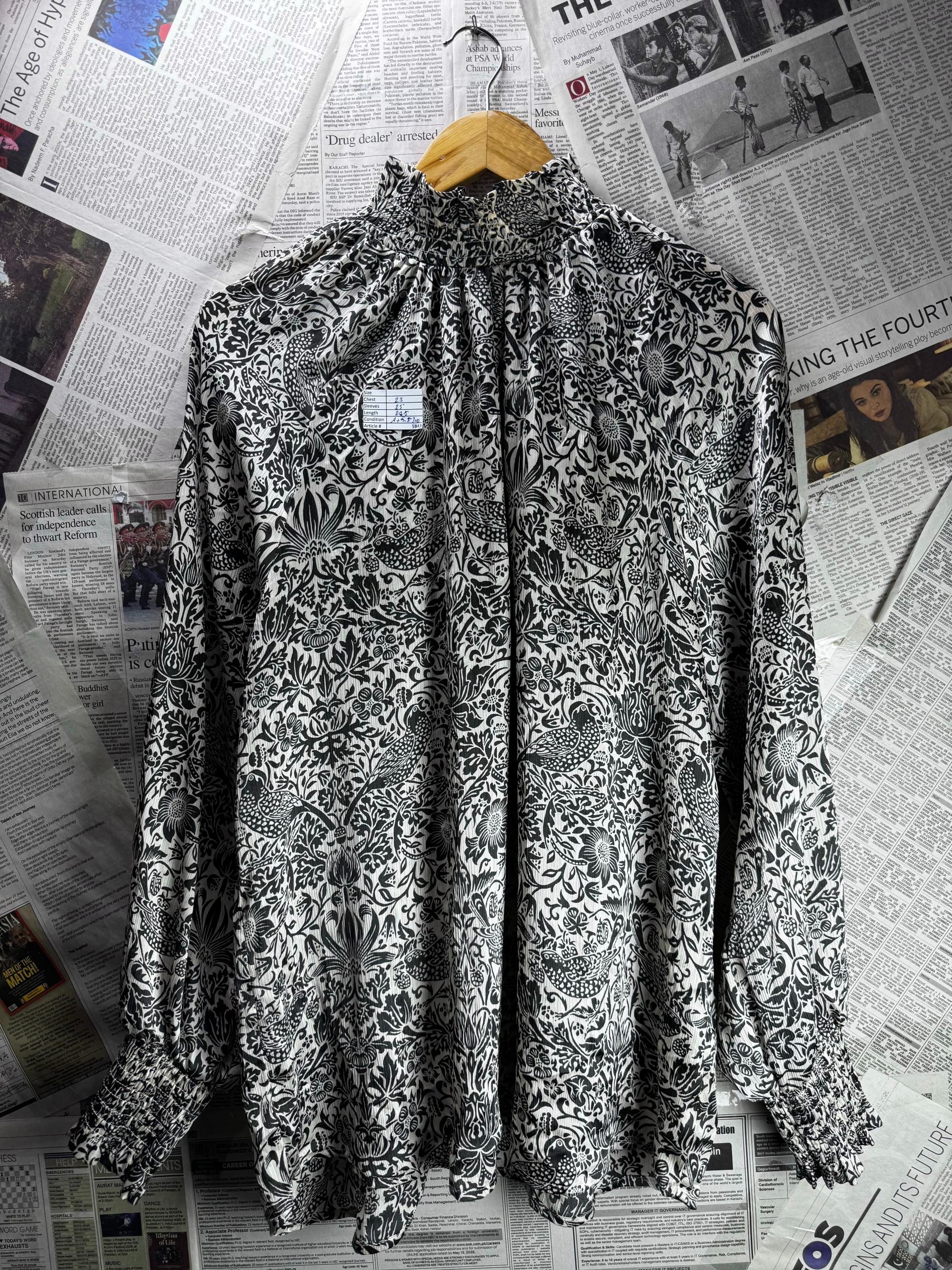 Next x Morris & Co® XL | Bust: 23" | Disty Floral | Blouse Shirt | B1 - 5943 - Genuine Maal