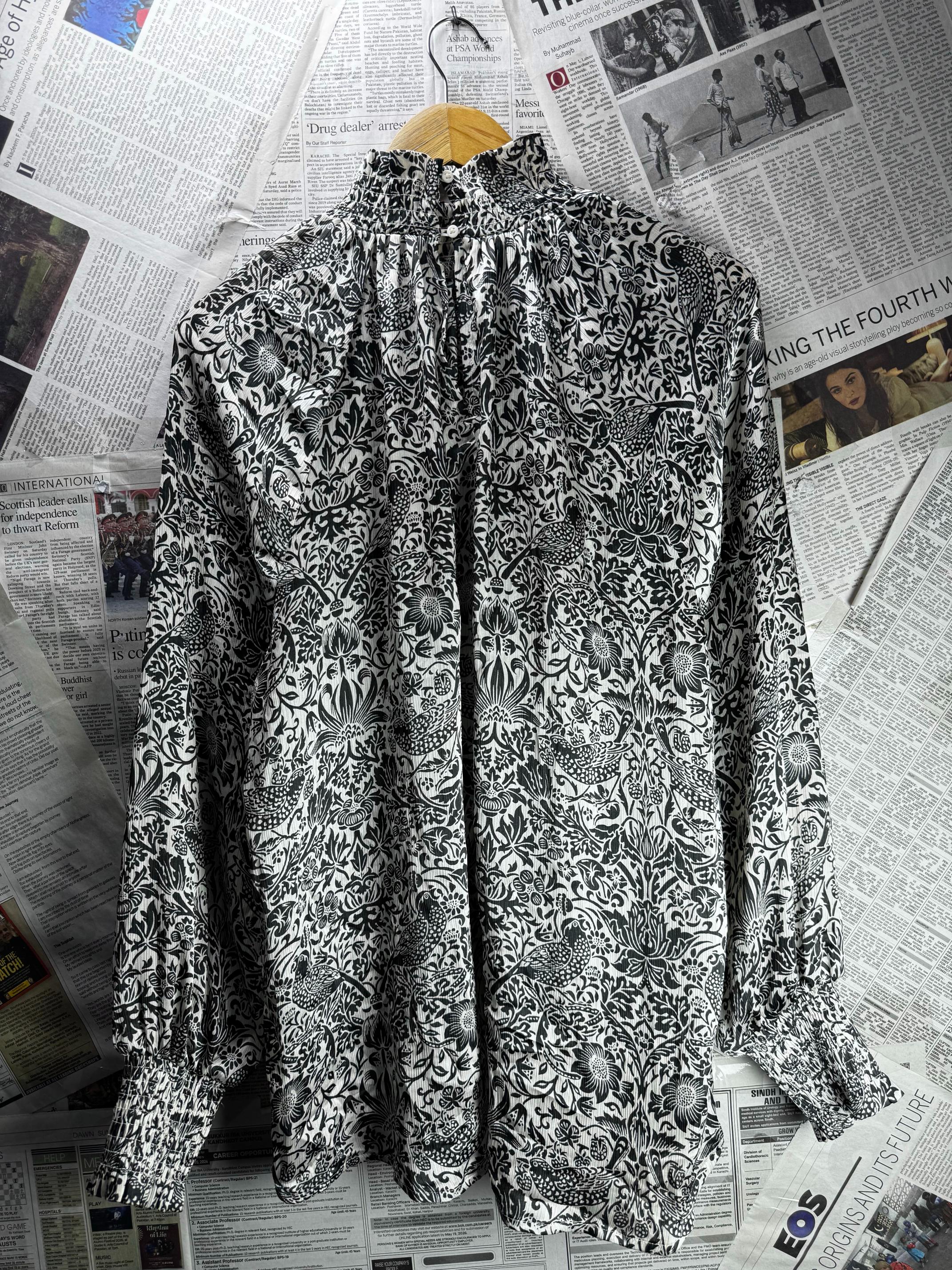 Next x Morris & Co® XL | Bust: 23" | Disty Floral | Blouse Shirt | B1 - 5943 - Genuine Maal