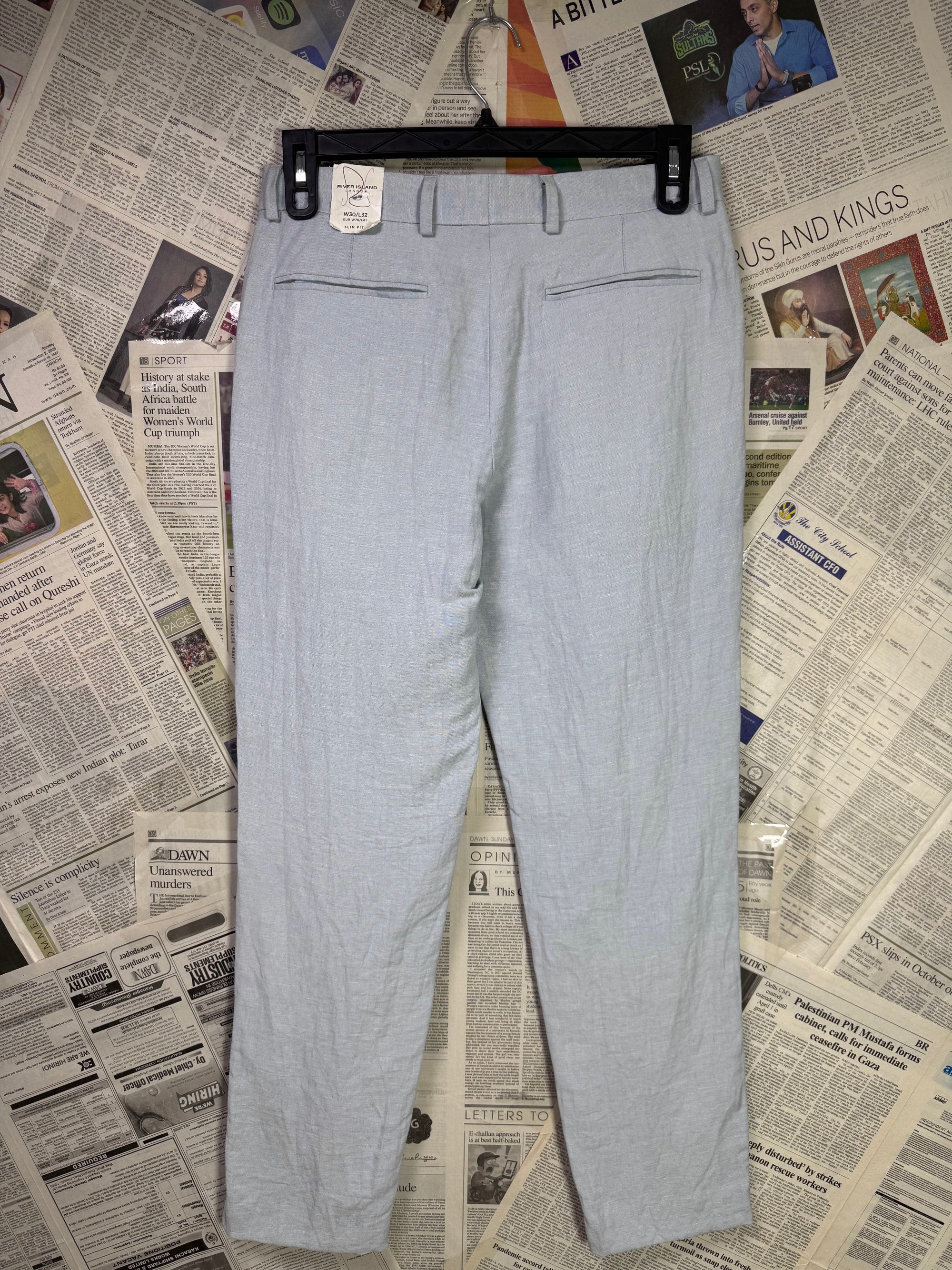 River Island® Waist: 30" | Grey | Pant | Fit: Slim | Linen Blend | 963 - Genuine Maal