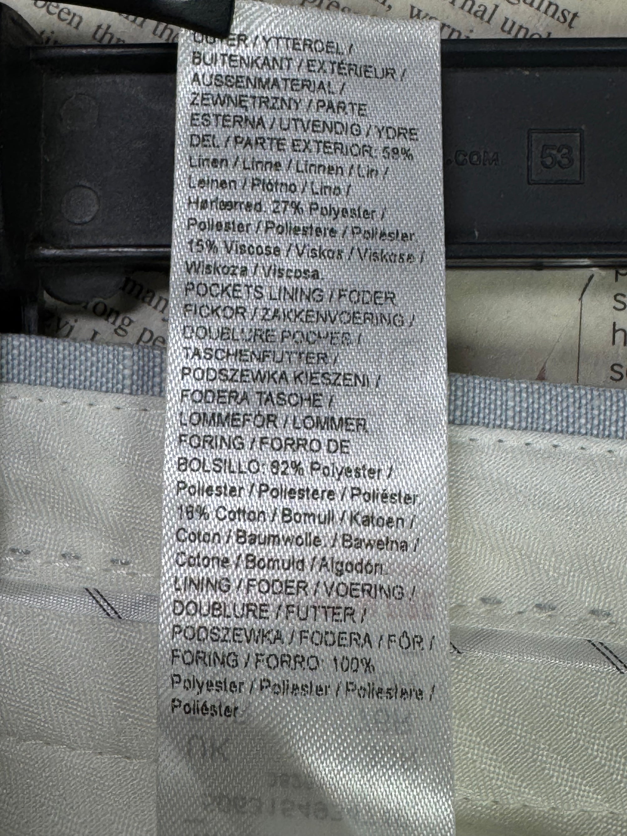 River Island® Waist: 30" | Grey | Pant | Fit: Slim | Linen Blend | 963 - Genuine Maal