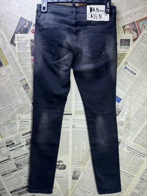 DSQUARED2® Waist: 30" | Black | Skinny Fit Bikers Distressed Denim Pants | Cotton - Elastane | 1670 - Genuine Maal