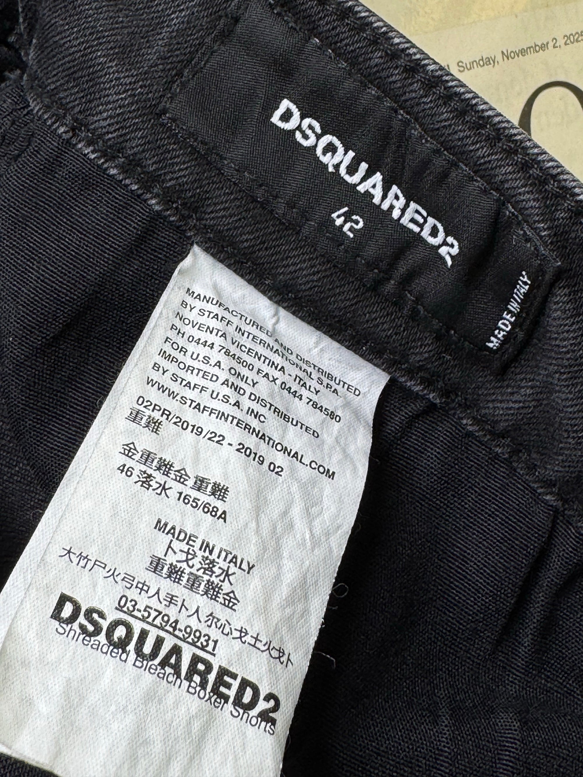 DSQUARED2® Waist: 30" | Black | Skinny Fit Bikers Distressed Denim Pants | Cotton - Elastane | 1670 - Genuine Maal