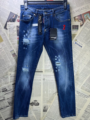 DSQUARED2® Waist: 30" | Blue | Slim Fit Bikers Distressed Denim Pants | Cotton - Elastane | 1679 - Genuine Maal