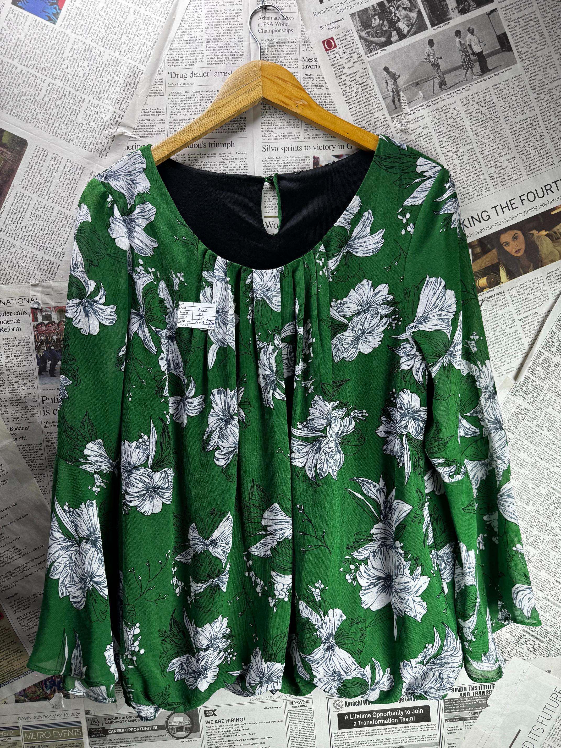 ® XL | Bust: 21.5" | Floral | Blouse Shirt | B1 - 5946 - Genuine Maal