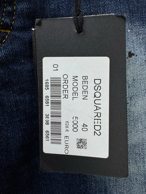 DSQUARED2® Waist: 30" | Blue | Slim Fit Bikers Distressed Denim Pants | Cotton - Elastane | 1679 - Genuine Maal