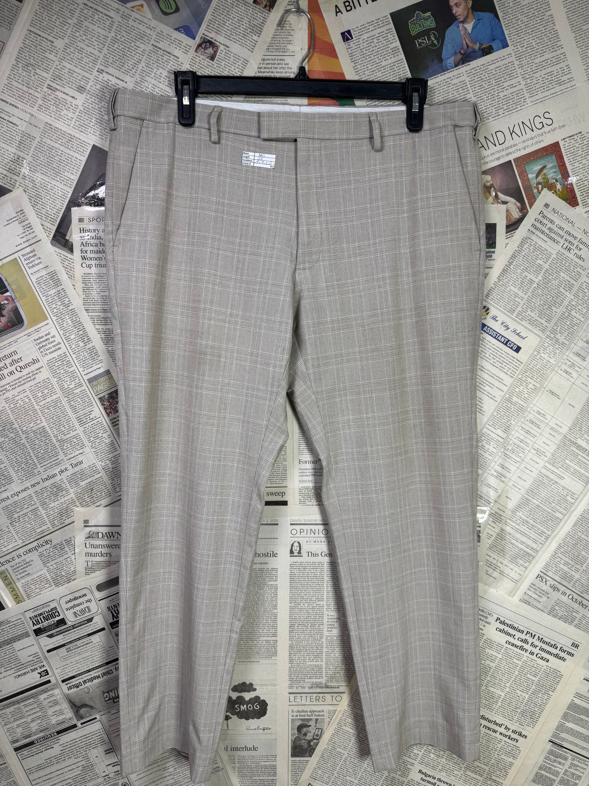 M&S® Waist: 40" | Glen Check | Pant | 957 - Genuine Maal