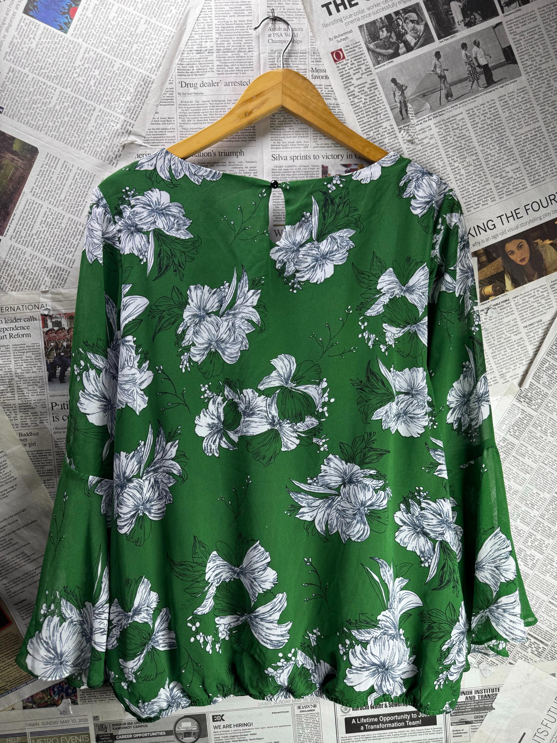 ® XL | Bust: 21.5" | Floral | Blouse Shirt | B1 - 5946 - Genuine Maal