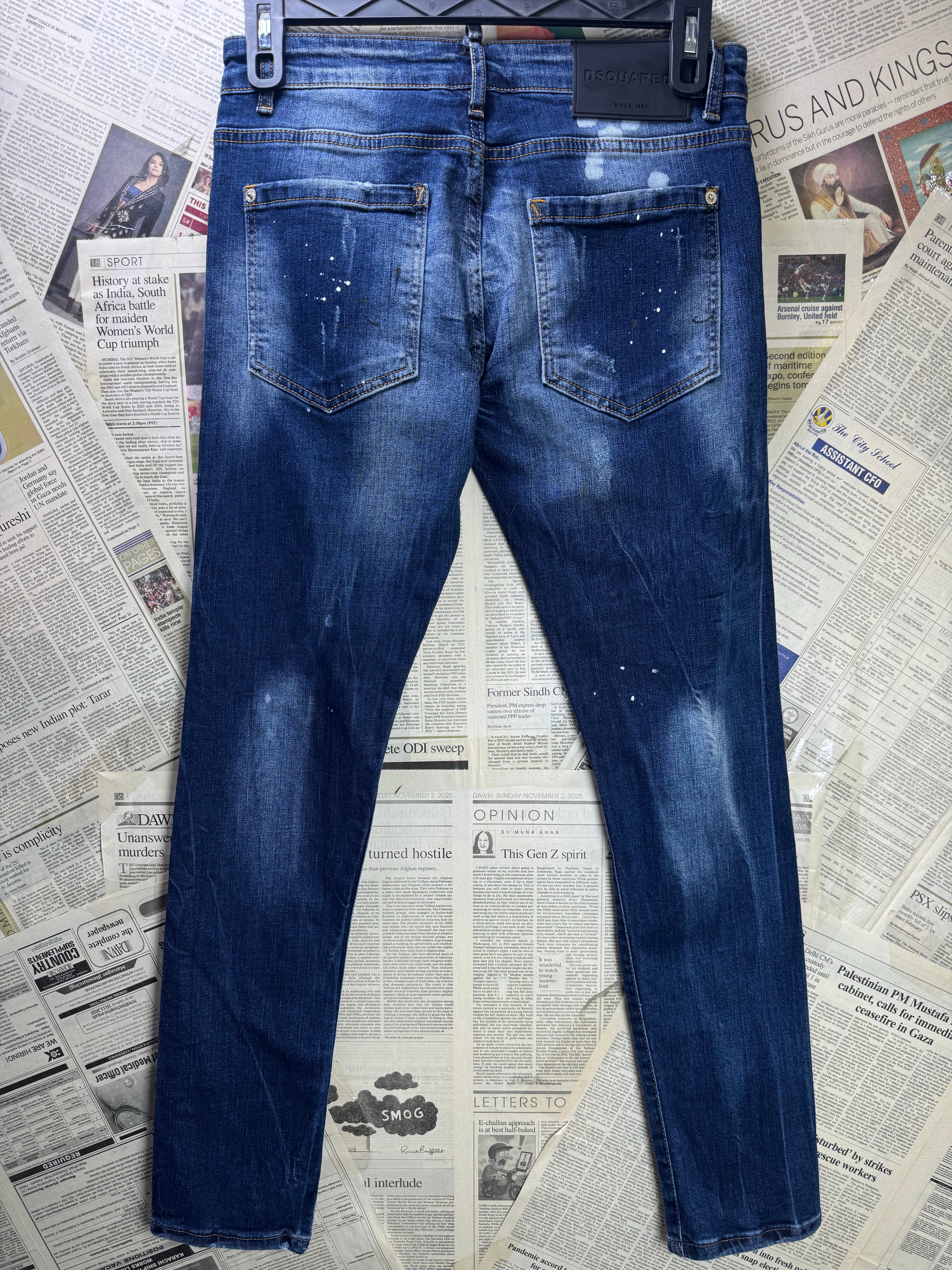 DSQUARED2® Waist: 30" | Blue | Slim Fit Bikers Distressed Denim Pants | Cotton - Elastane | 1679 - Genuine Maal