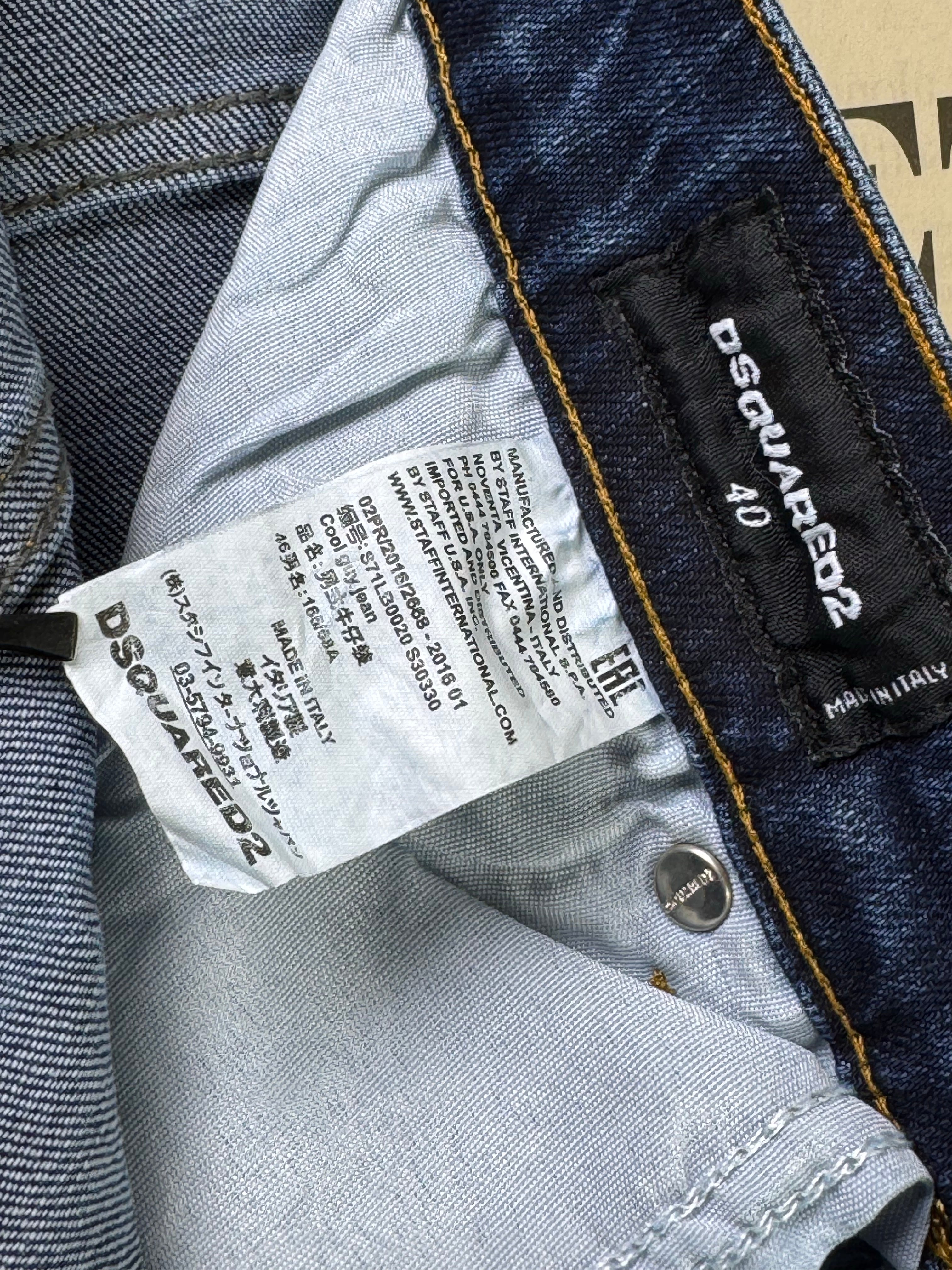 DSQUARED2® Waist: 30" | Blue | Slim Fit Bikers Distressed Denim Pants | Cotton - Elastane | 1679 - Genuine Maal