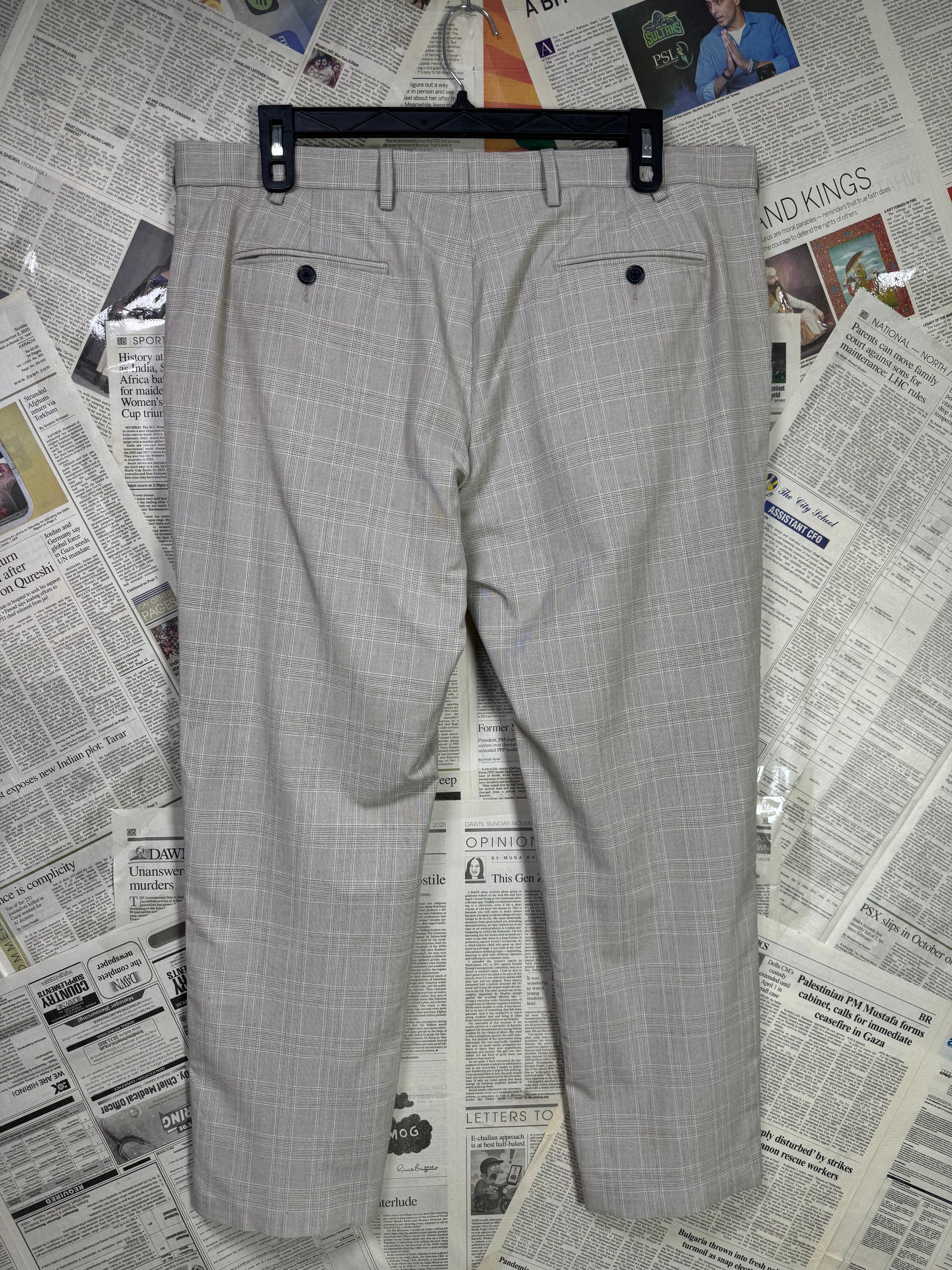 M&S® Waist: 40" | Glen Check | Pant | 957 - Genuine Maal