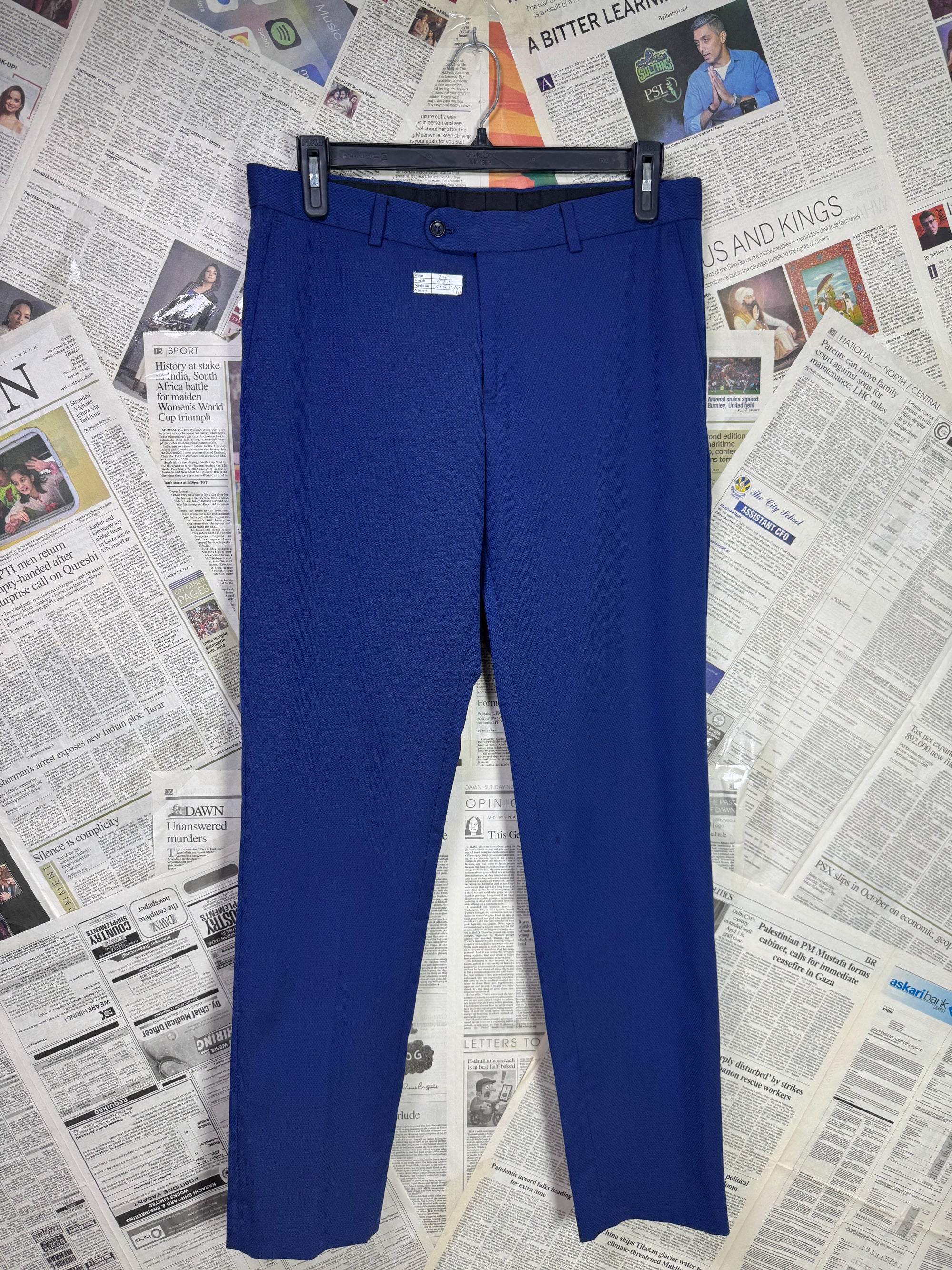 Jeff Bank® Waist: 34" | Textured Royal Blue | Dress Pant | 951 - Genuine Maal