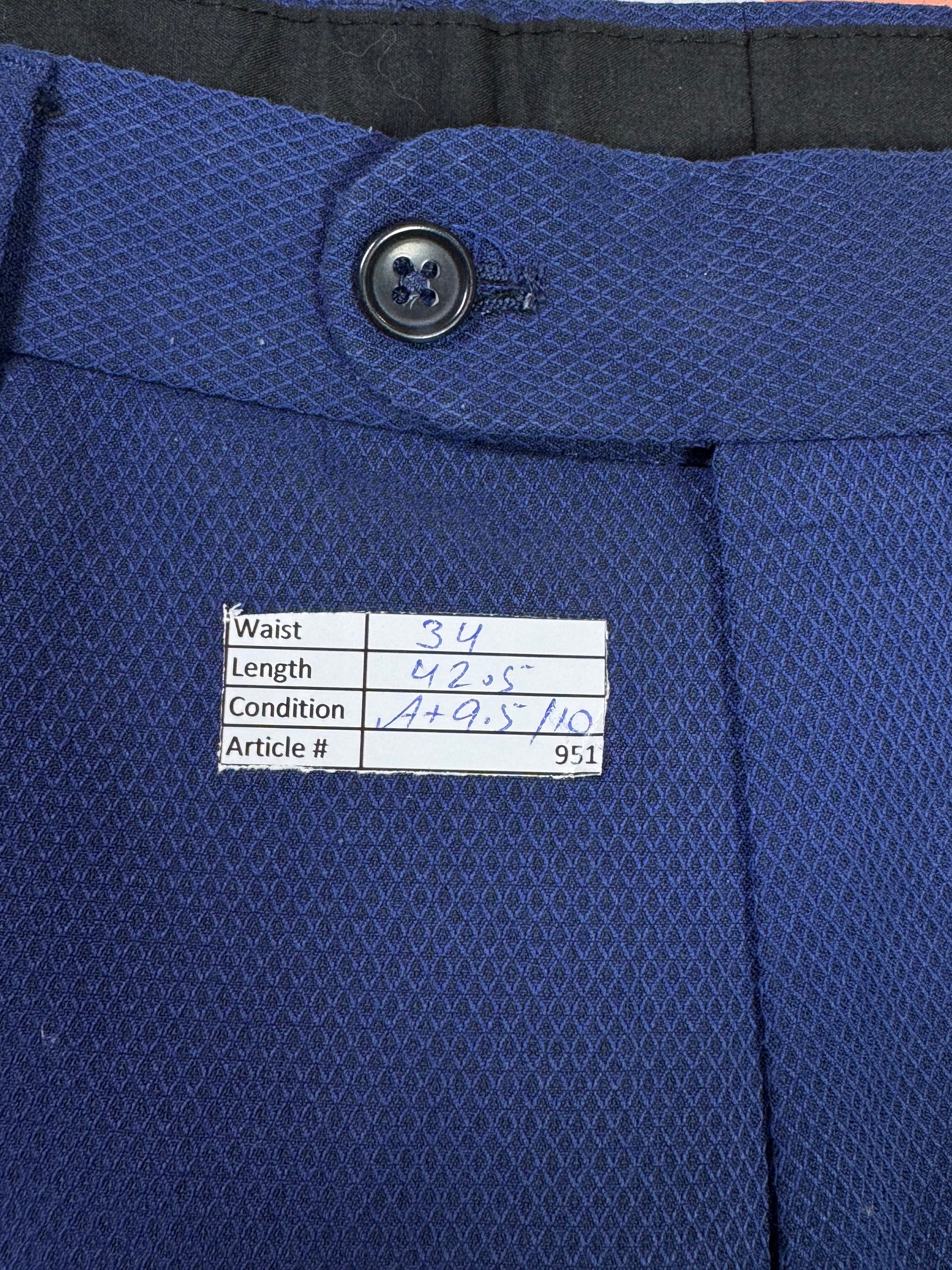 Jeff Bank® Waist: 34" | Textured Royal Blue | Dress Pant | 951 - Genuine Maal