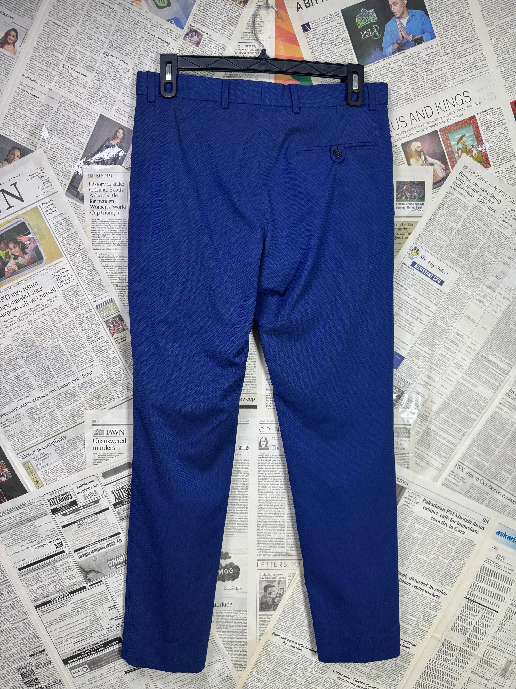 Jeff Bank® Waist: 34" | Textured Royal Blue | Dress Pant | 951 - Genuine Maal