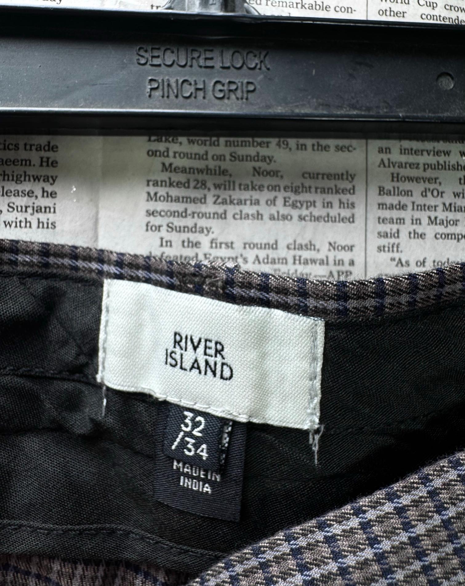 River Island® Waist: 34" | Check | Pants | Cotton-Elastane | M3 - 2544 - Genuine Maal