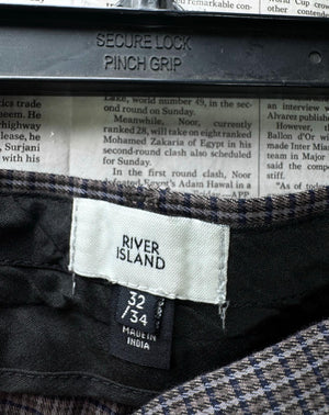 River Island® Waist: 34" | Check | Pants | Cotton-Elastane | M3 - 2544 - Genuine Maal