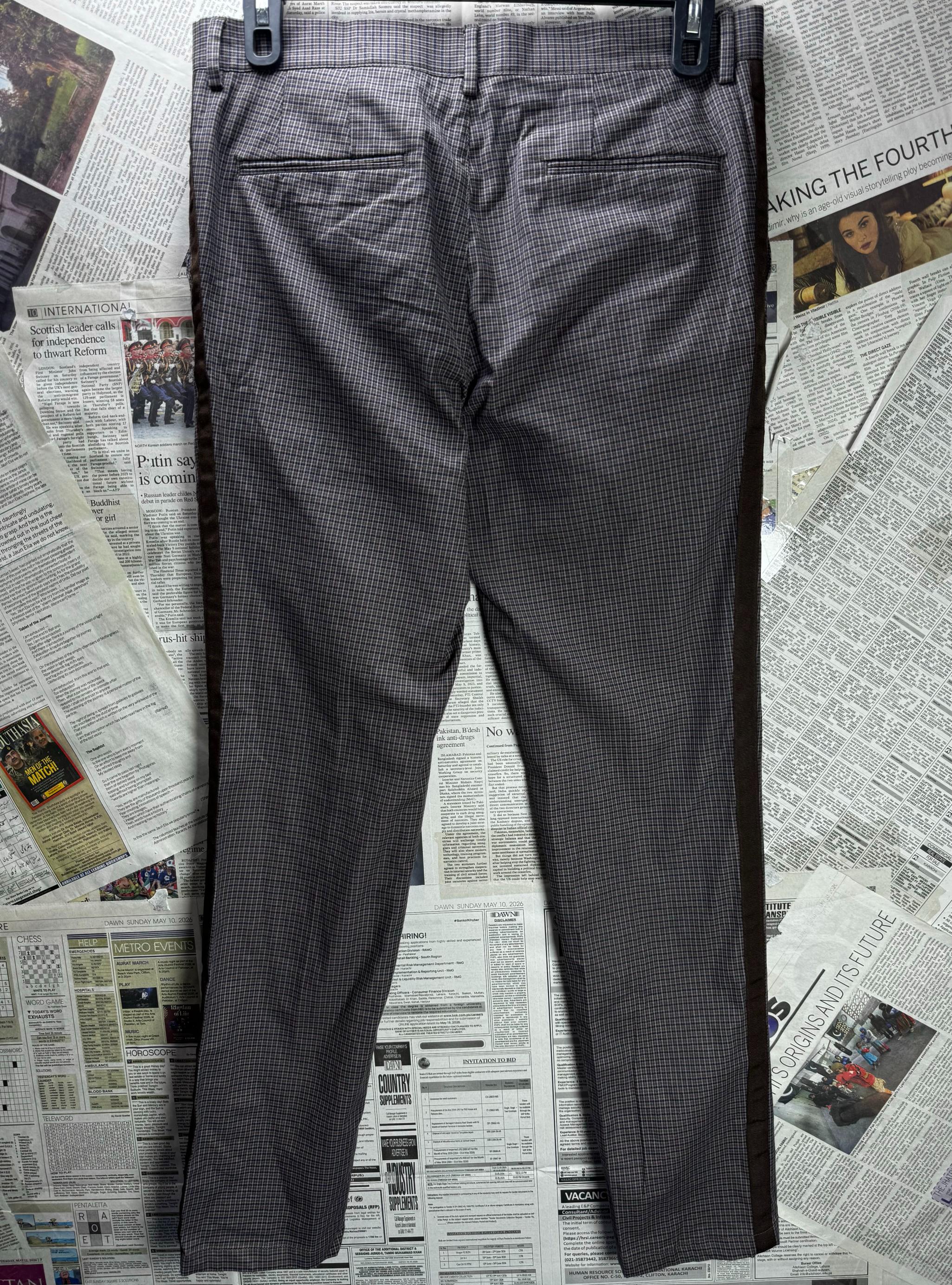 River Island® Waist: 34" | Check | Pants | Cotton-Elastane | M3 - 2544 - Genuine Maal