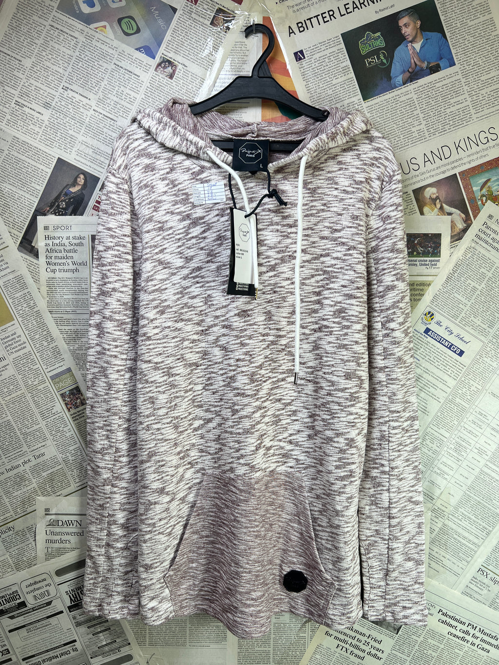 Project Paris® Small | Chest: 19" | Spaced Dyed | Knit Hoodie | 1983 - Genuine Maal