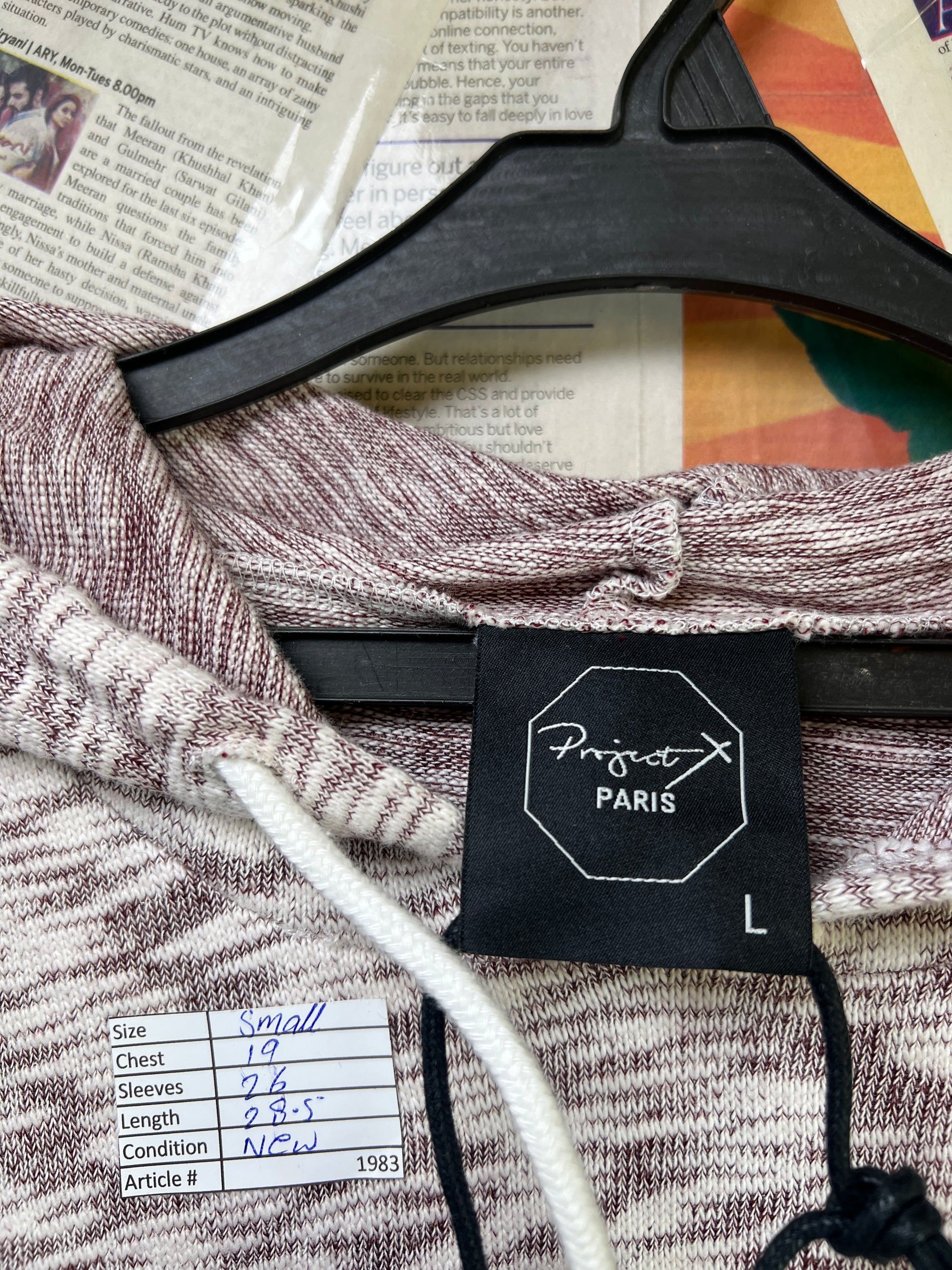 Project Paris® Small | Chest: 19" | Spaced Dyed | Knit Hoodie | 1983 - Genuine Maal