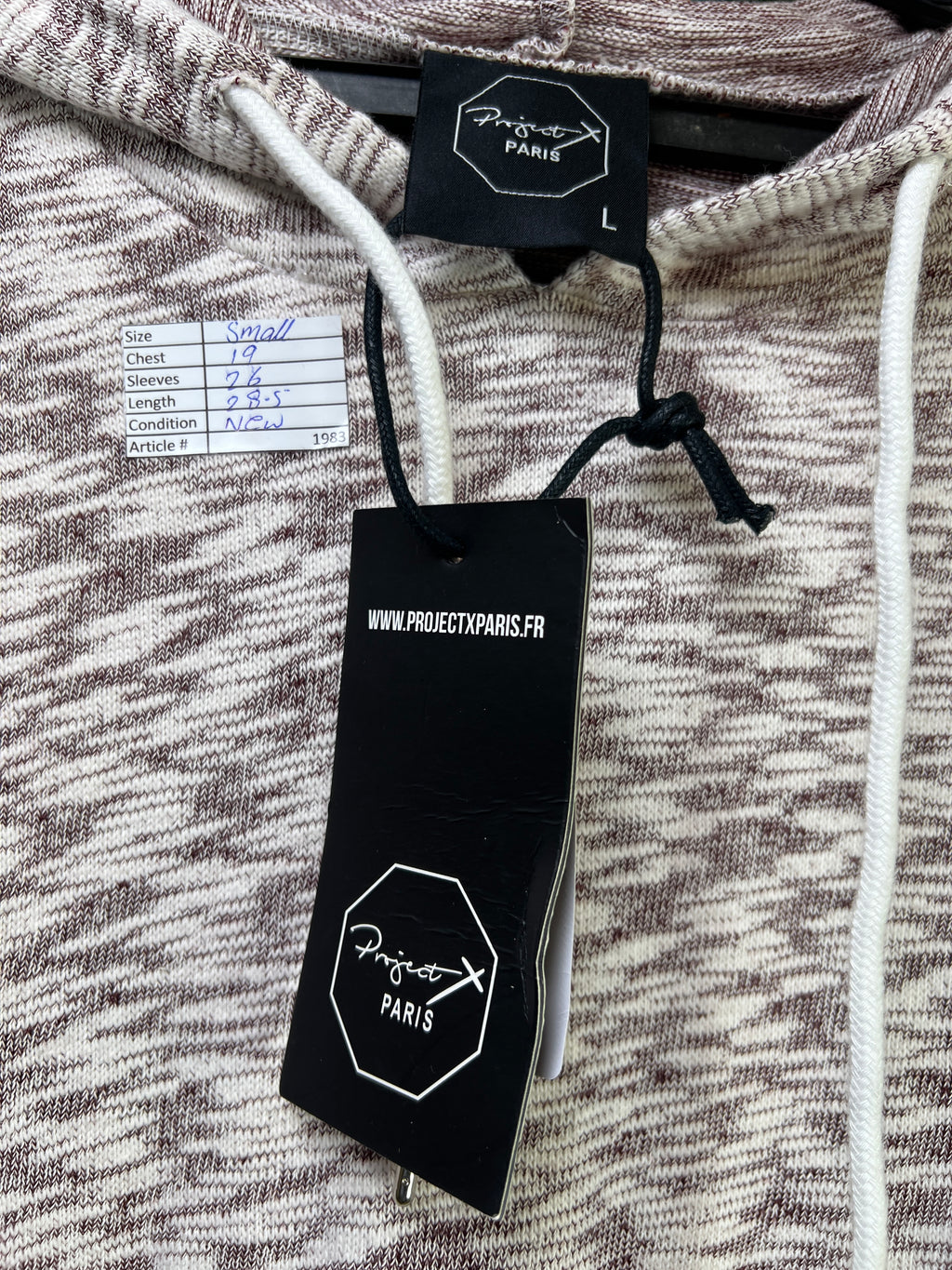 Project Paris® Small | Chest: 19" | Spaced Dyed | Knit Hoodie | 1983 - Genuine Maal