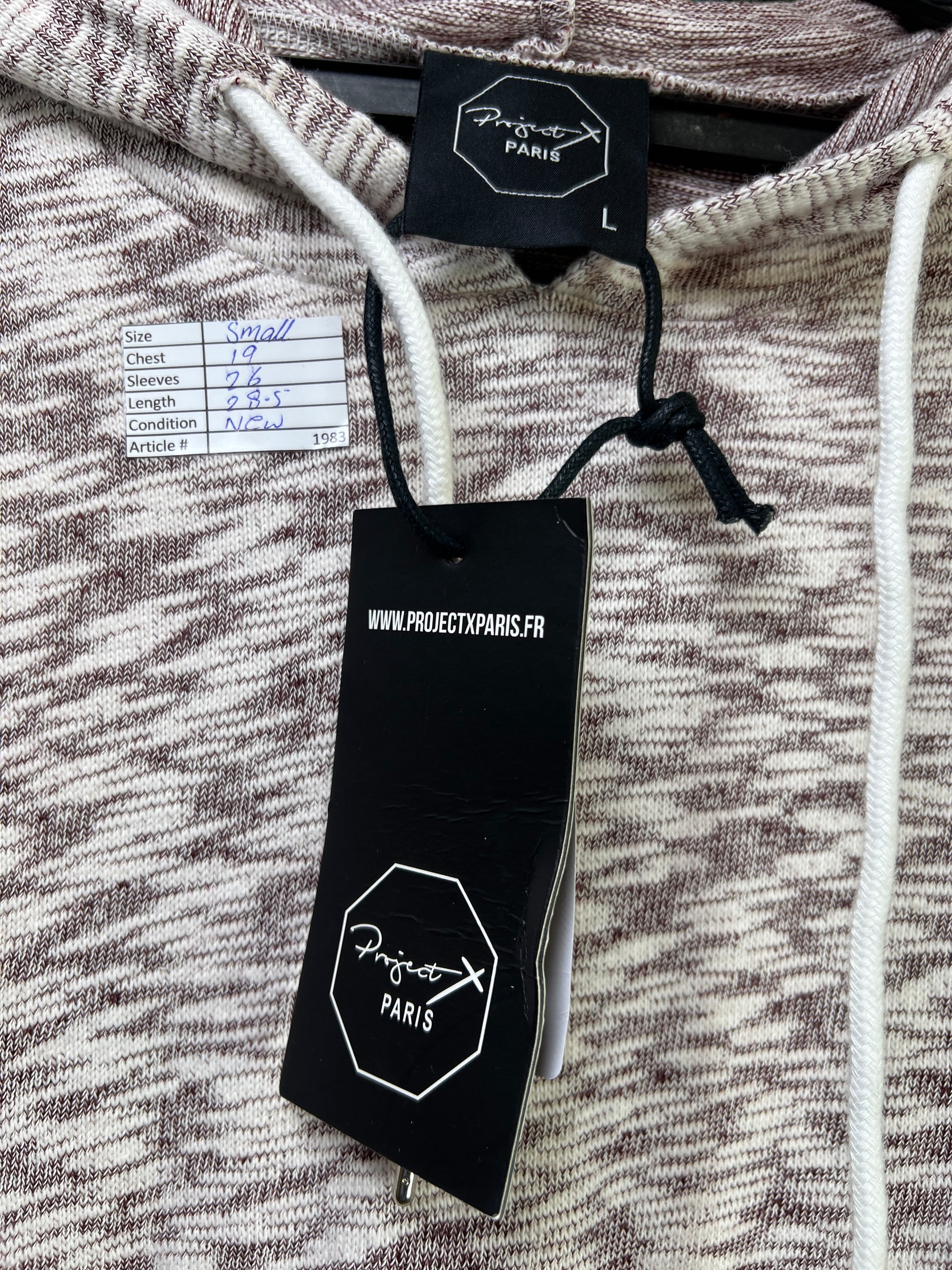 Project Paris® Small | Chest: 19" | Spaced Dyed | Knit Hoodie | 1983 - Genuine Maal