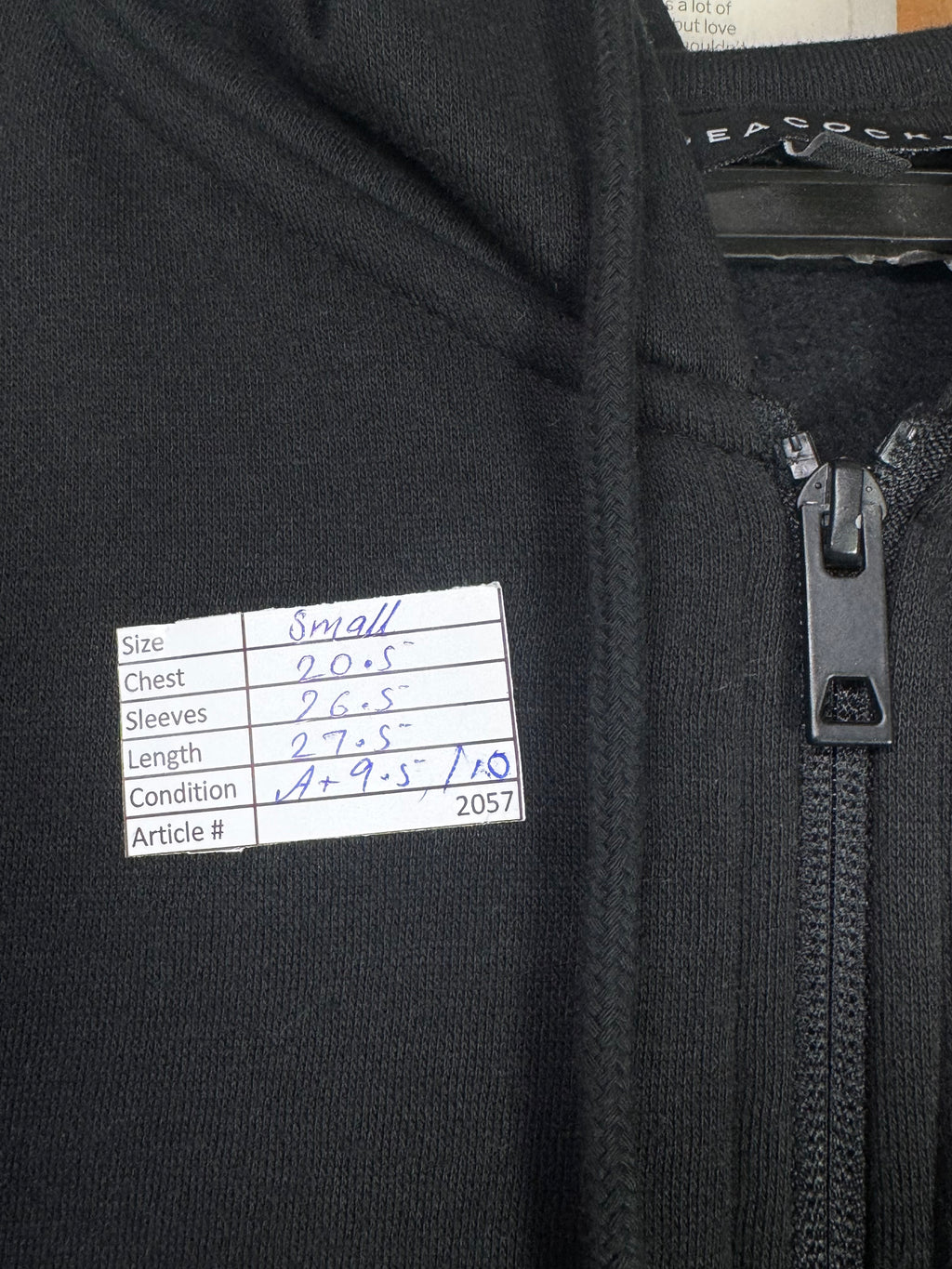 Peacock® Small | Chest: 20.5" | Black | Jacket with Hoodie | Inner: Fleece | 2057 - Genuine Maal