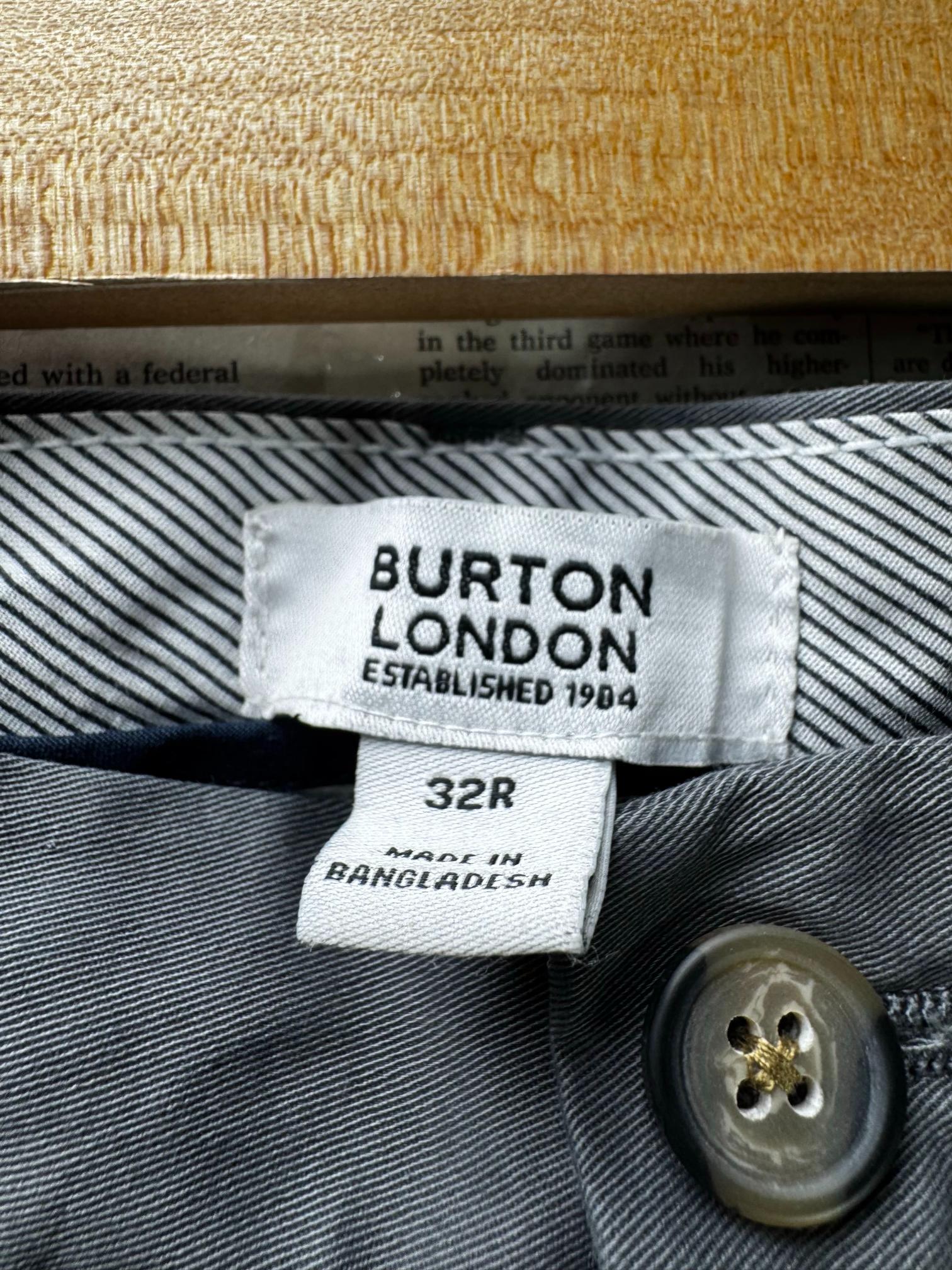 Burton London® Waist: 32" | Grey | Chino Pants | Cotton-Elastane | M3 - 2536 - Genuine Maal
