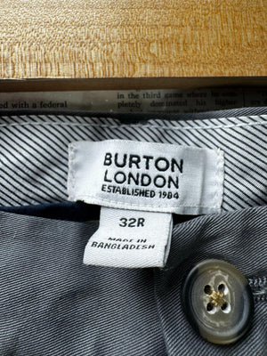 Burton London® Waist: 32" | Grey | Chino Pants | Cotton-Elastane | M3 - 2536 - Genuine Maal