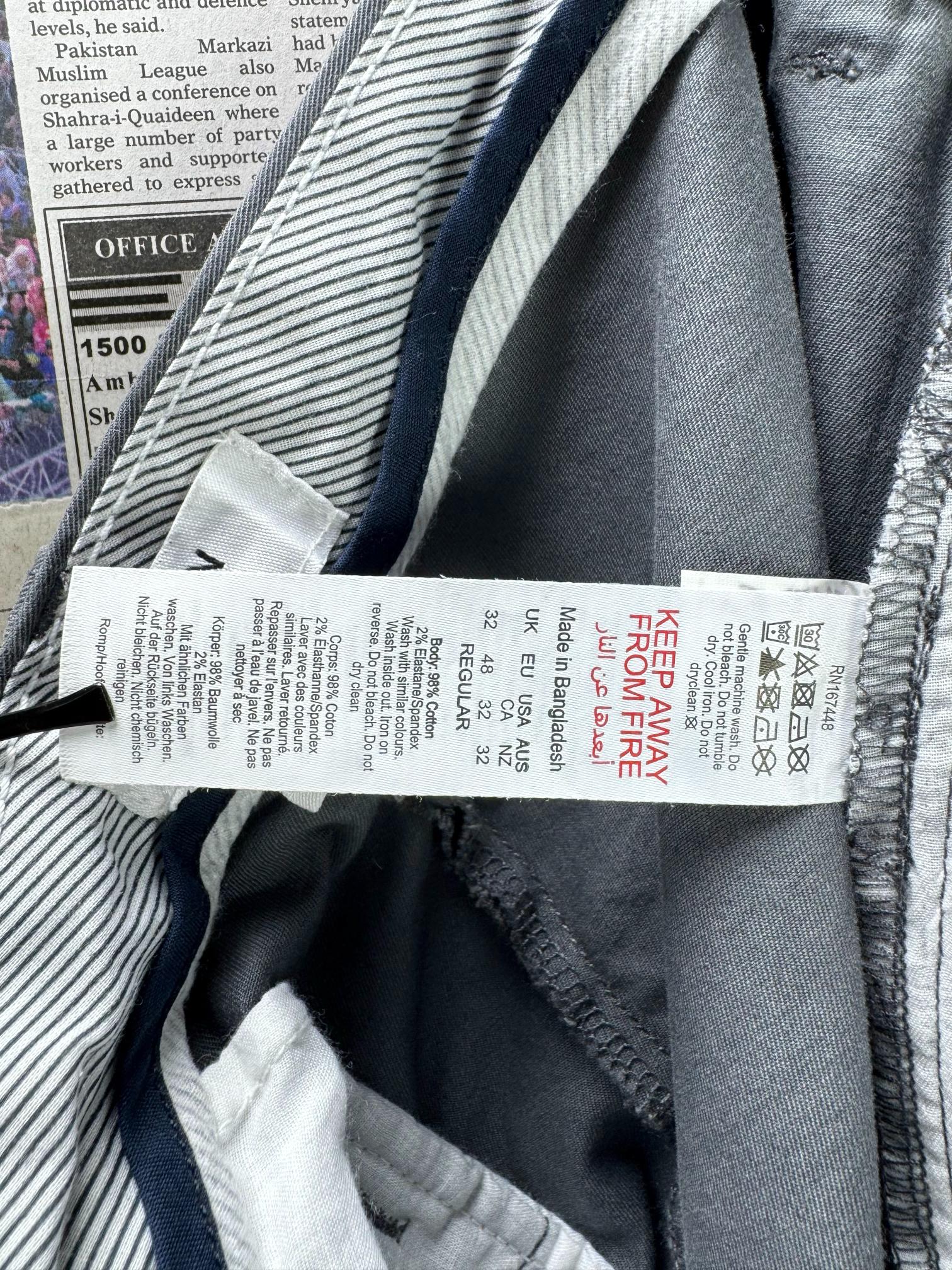 Burton London® Waist: 32" | Grey | Chino Pants | Cotton-Elastane | M3 - 2536 - Genuine Maal