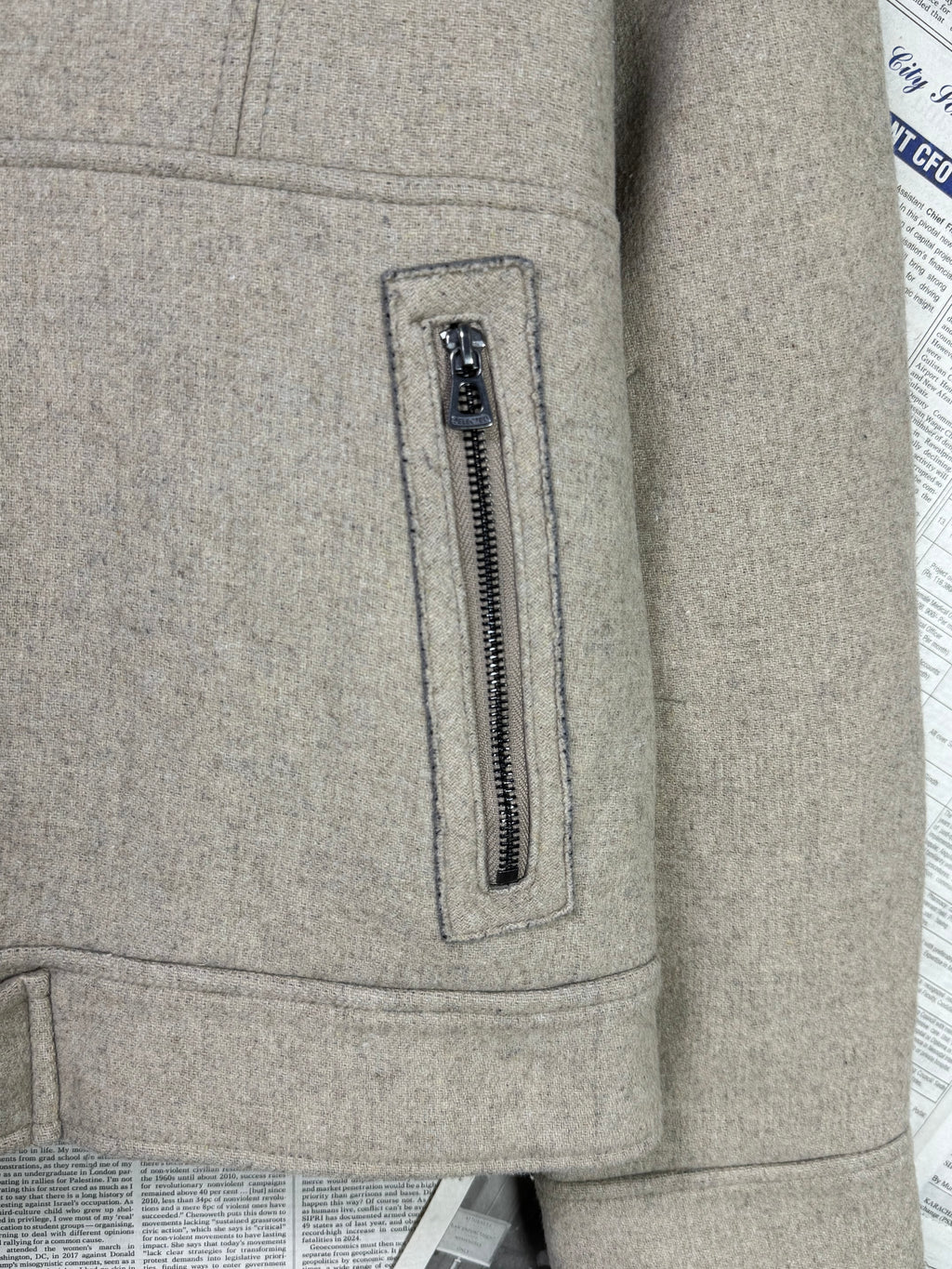 SELECTED® Small | Chest: 21" | Beige | Jacket | Wool Blend | 2041 - Genuine Maal