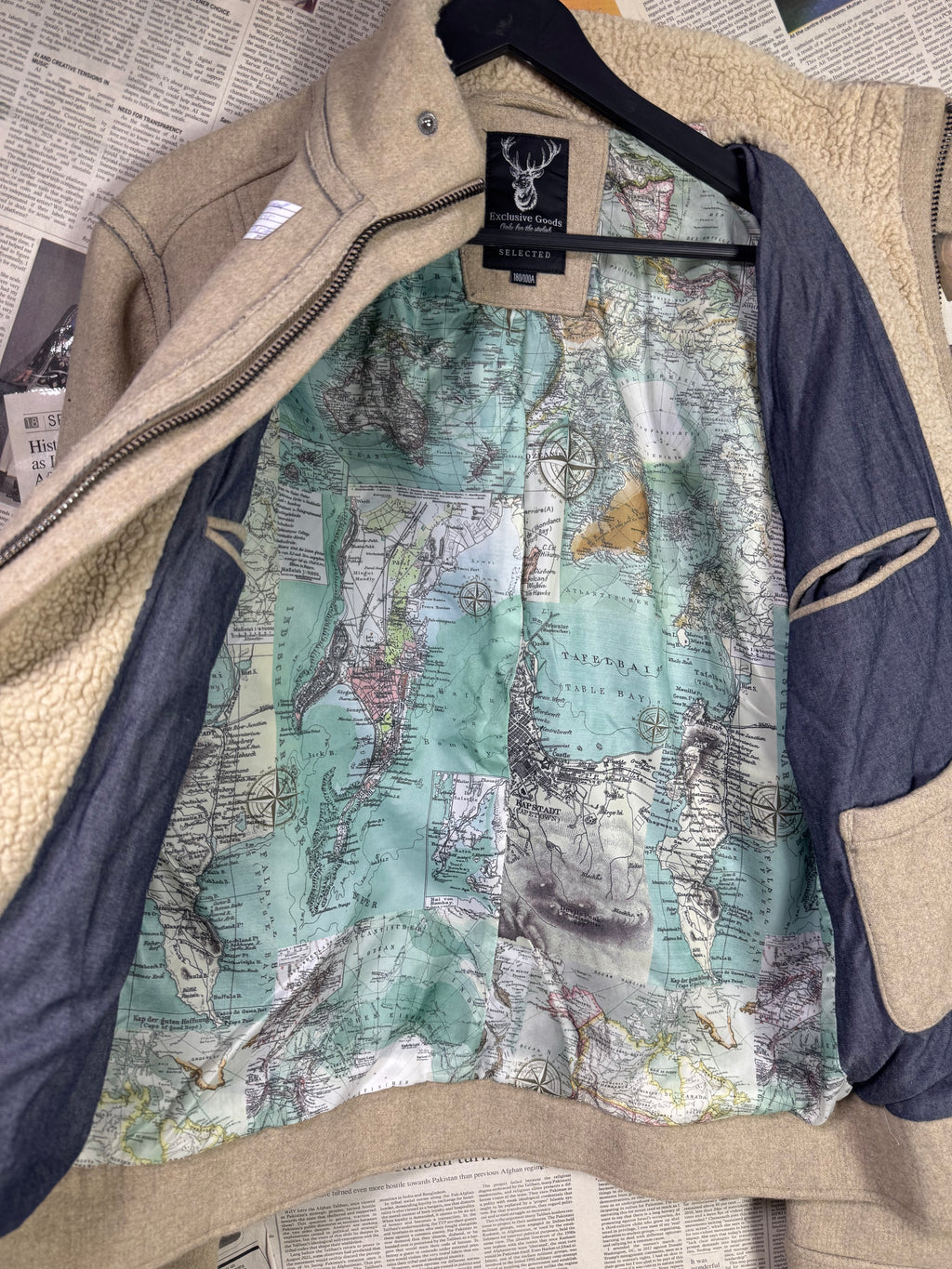 SELECTED® Small | Chest: 21" | Beige | Jacket | Wool Blend | 2041 - Genuine Maal