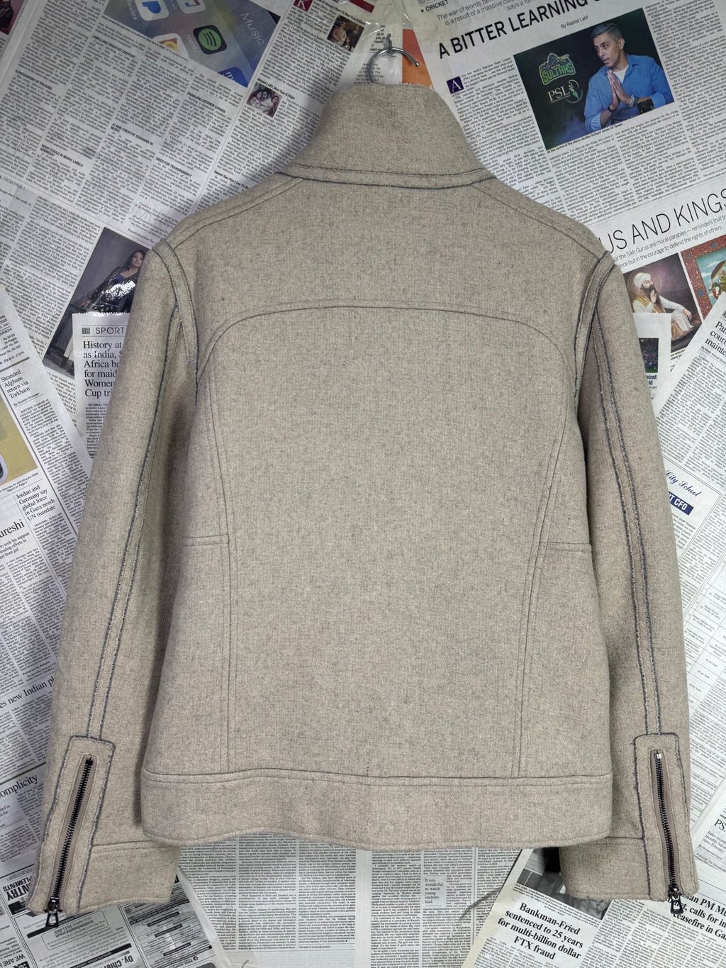 SELECTED® Small | Chest: 21" | Beige | Jacket | Wool Blend | 2041 - Genuine Maal