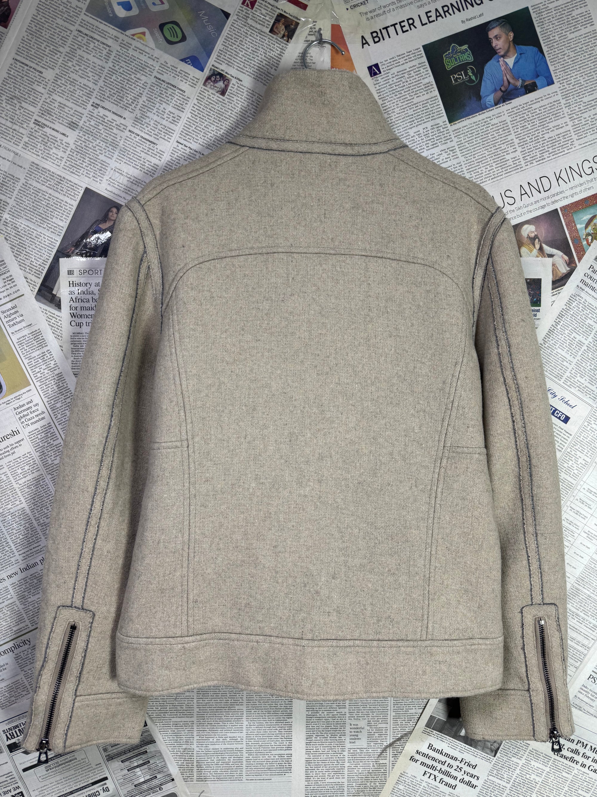 SELECTED® Small | Chest: 21" | Beige | Jacket | Wool Blend | 2041 - Genuine Maal